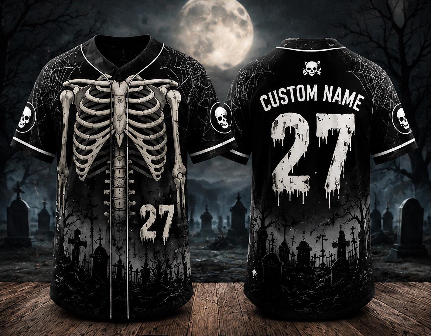 Skeleton Baseball Jersey HG , HG Custom Name Number Halloween Shirt, Skull Rib Cage Uniform, Spooky Gothic Outfit, Horror Team Gift