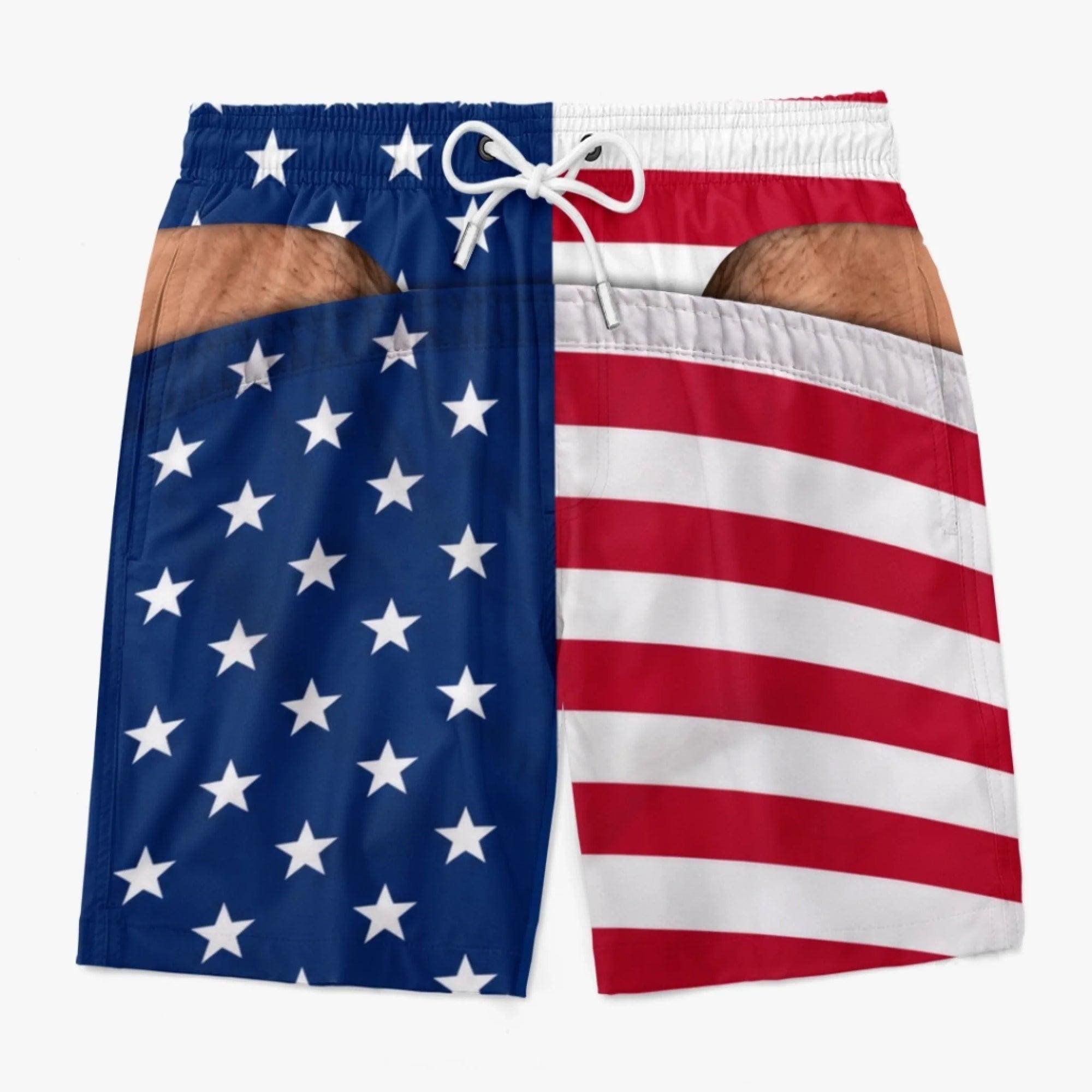 Personalized Funny Peekaboo HG Swim Trunks, Novelty Beach Shorts for Men, Prank Bare Butt Design Summer Swimwear Gift - Image 4