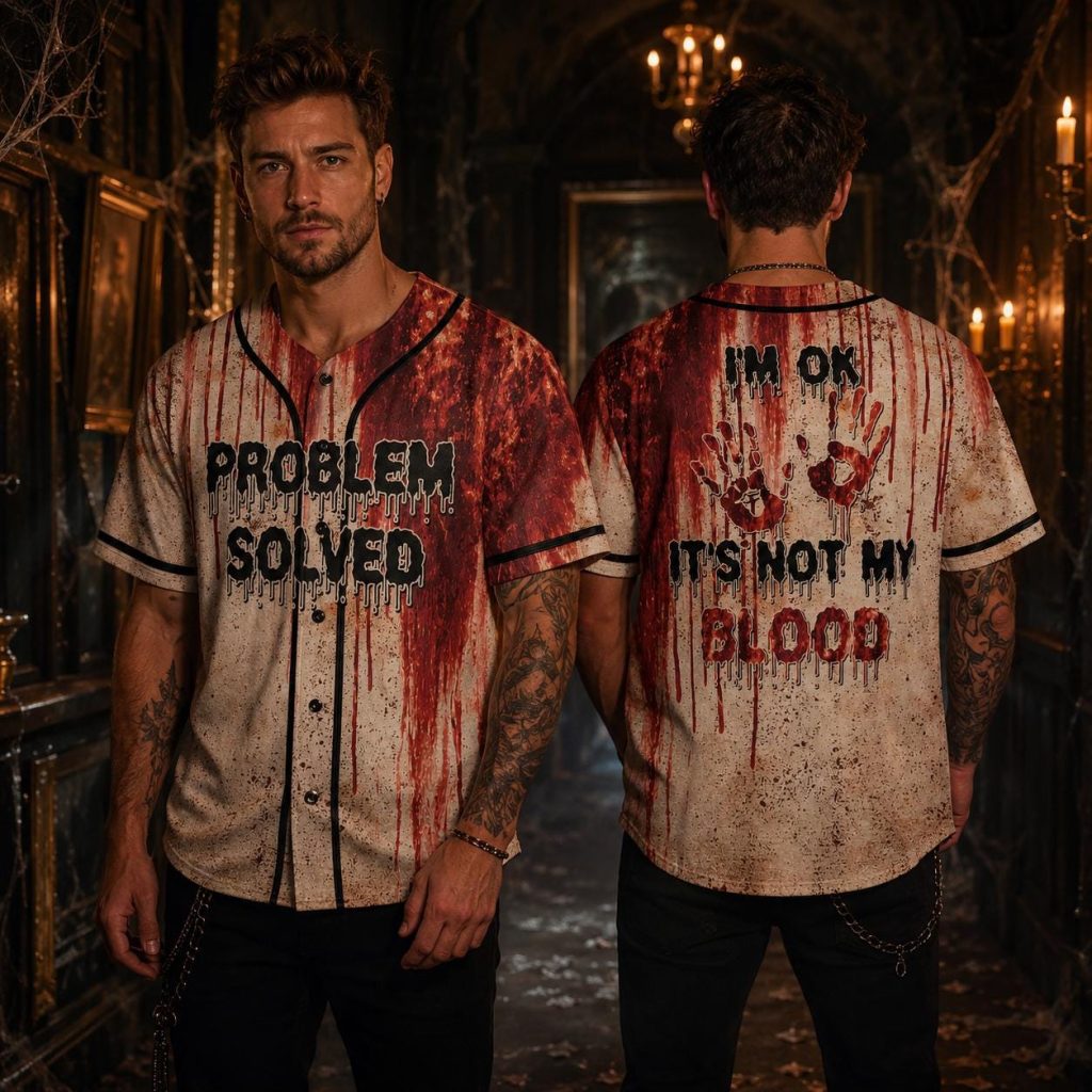 Bloody Halloween Baseball Jersey HG , HG Horror Blood Splatter Jersey HG , Problem Solved Jersey HG , Haunted House Costume