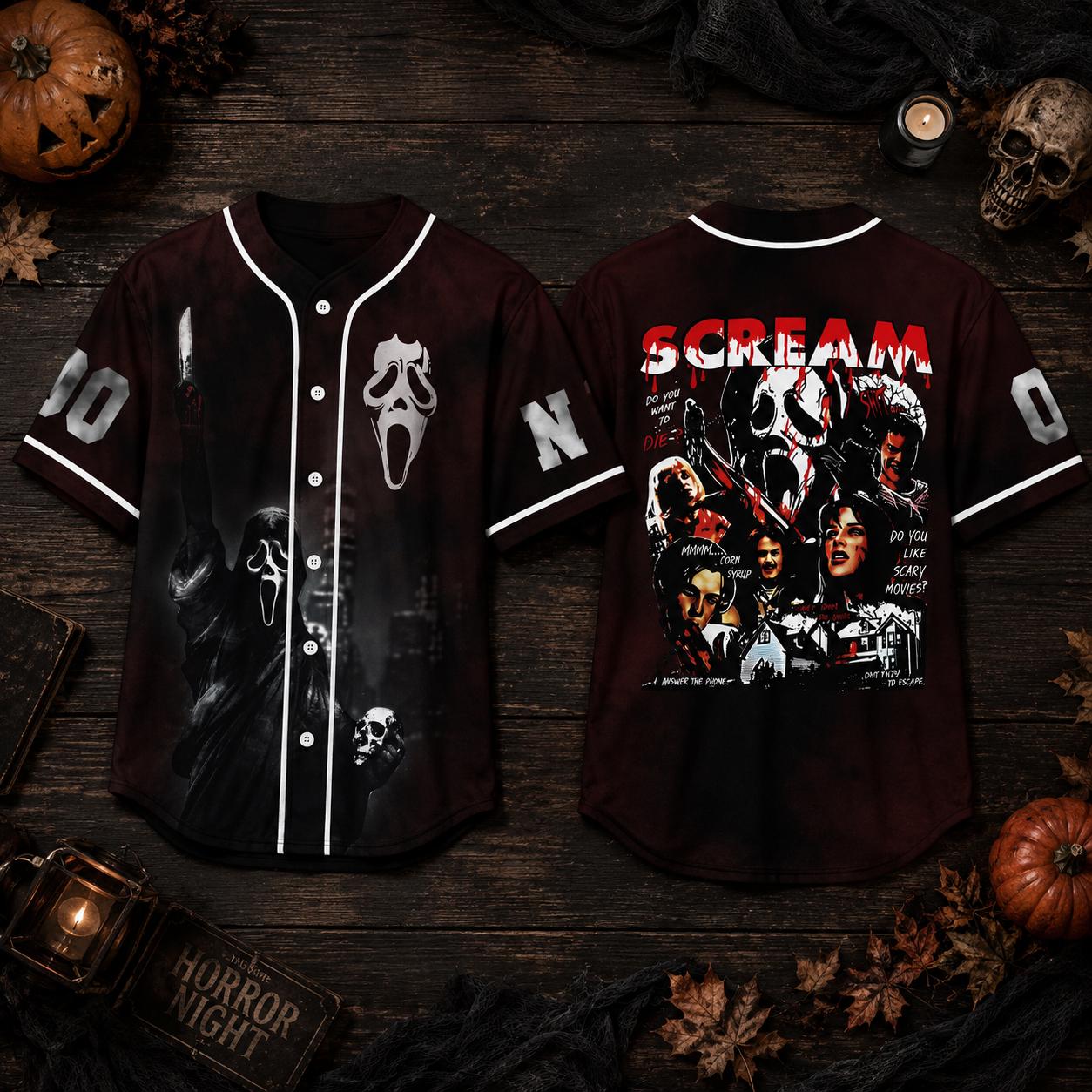 Spooky Ghostface Halloween Baseball Jersey HG , Custom Horror Movie Shirt, Personalized Name Number Jersey HG , Scary Season Fan Gift - Image 8