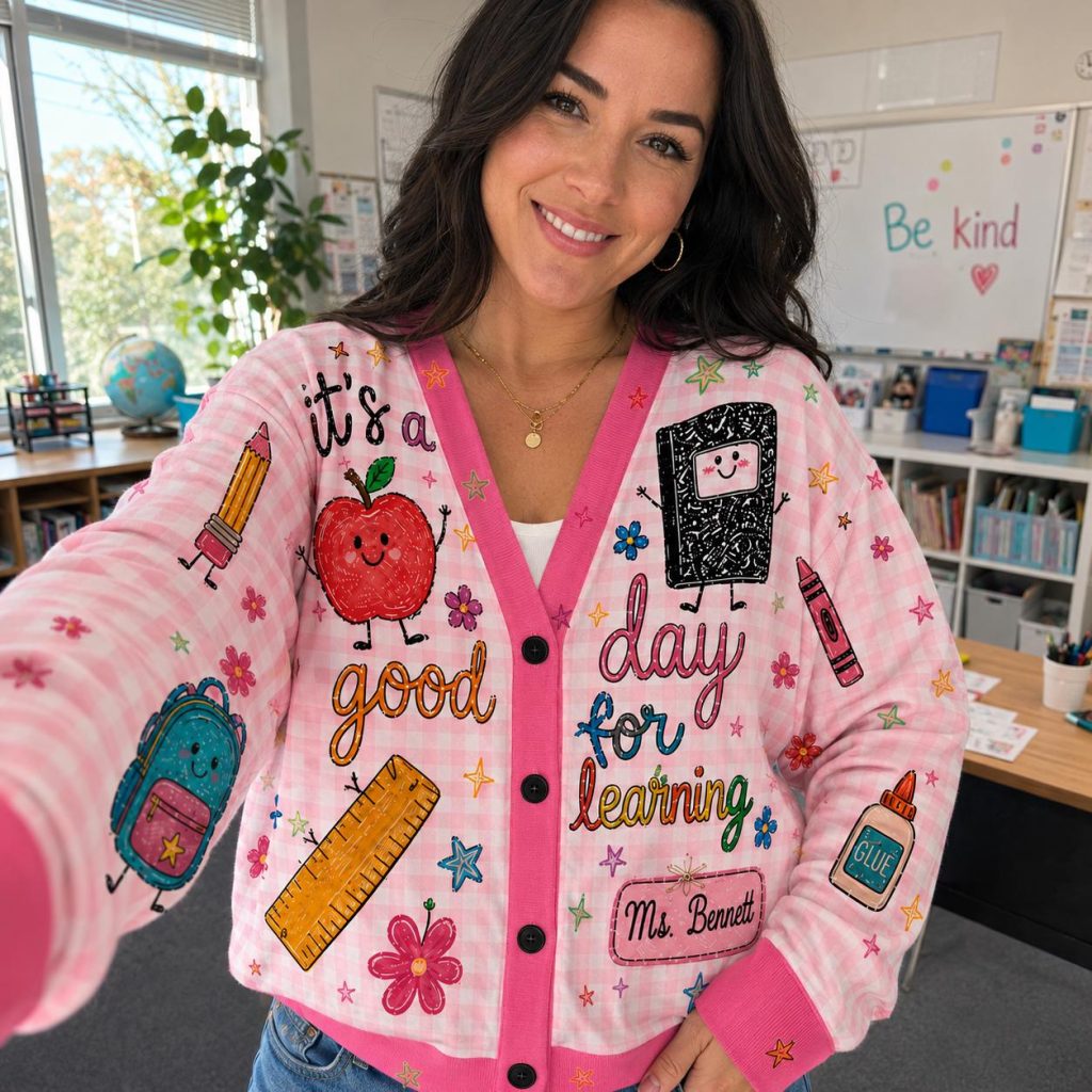 Personalized Teacher Cardigan: "It's a Good Day for Learning" Print HG