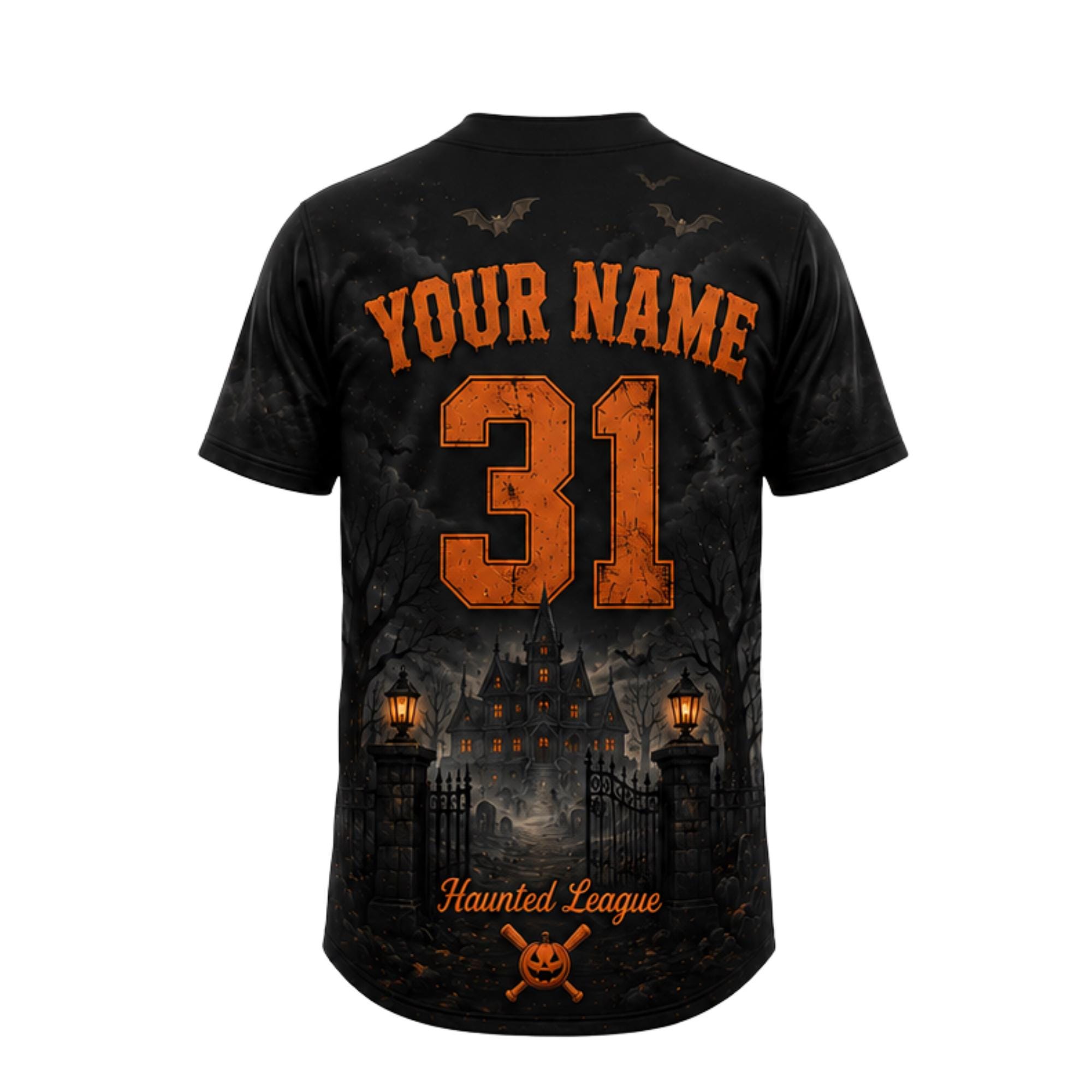 Personalized Halloween Baseball Jersey HG , Custom Name Number Ghost Sports Shirt HG - Image 3