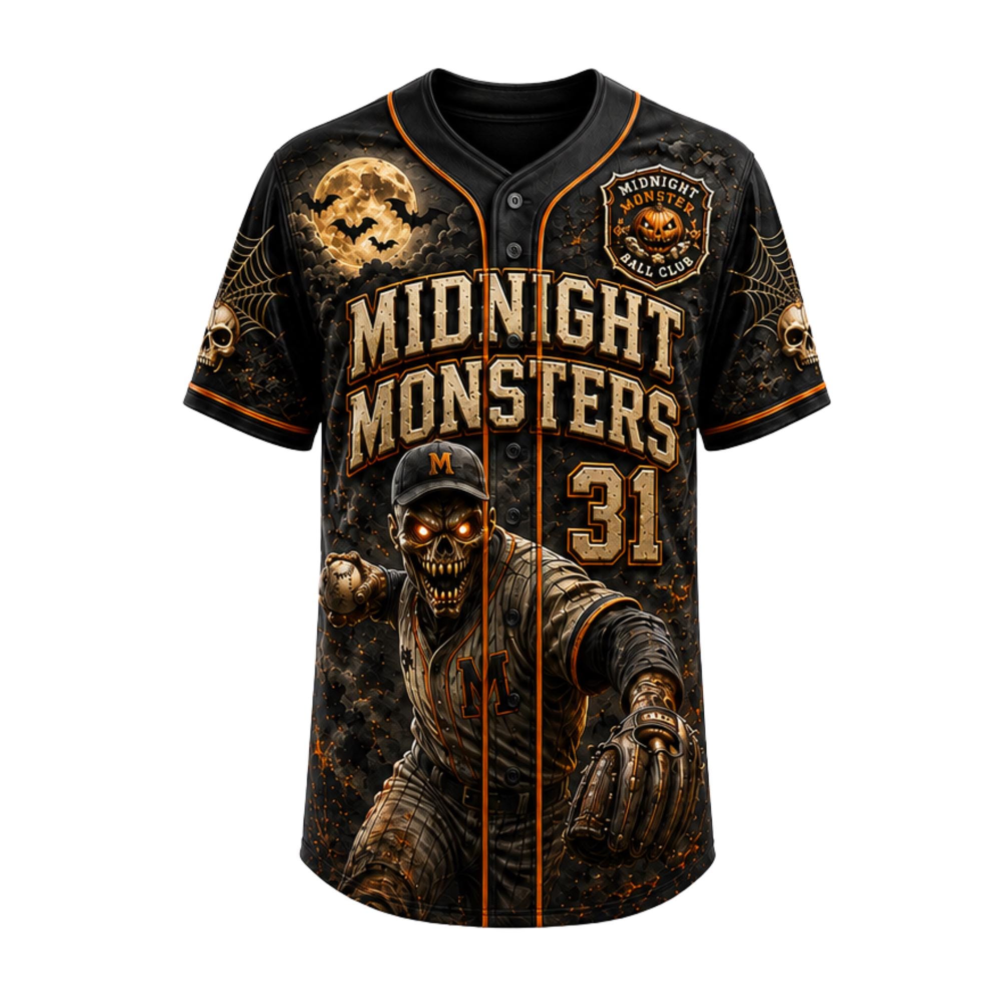 Personalized Halloween Baseball Jersey HG , Custom Name Numb HG r Monster Sports Shirt - Image 2