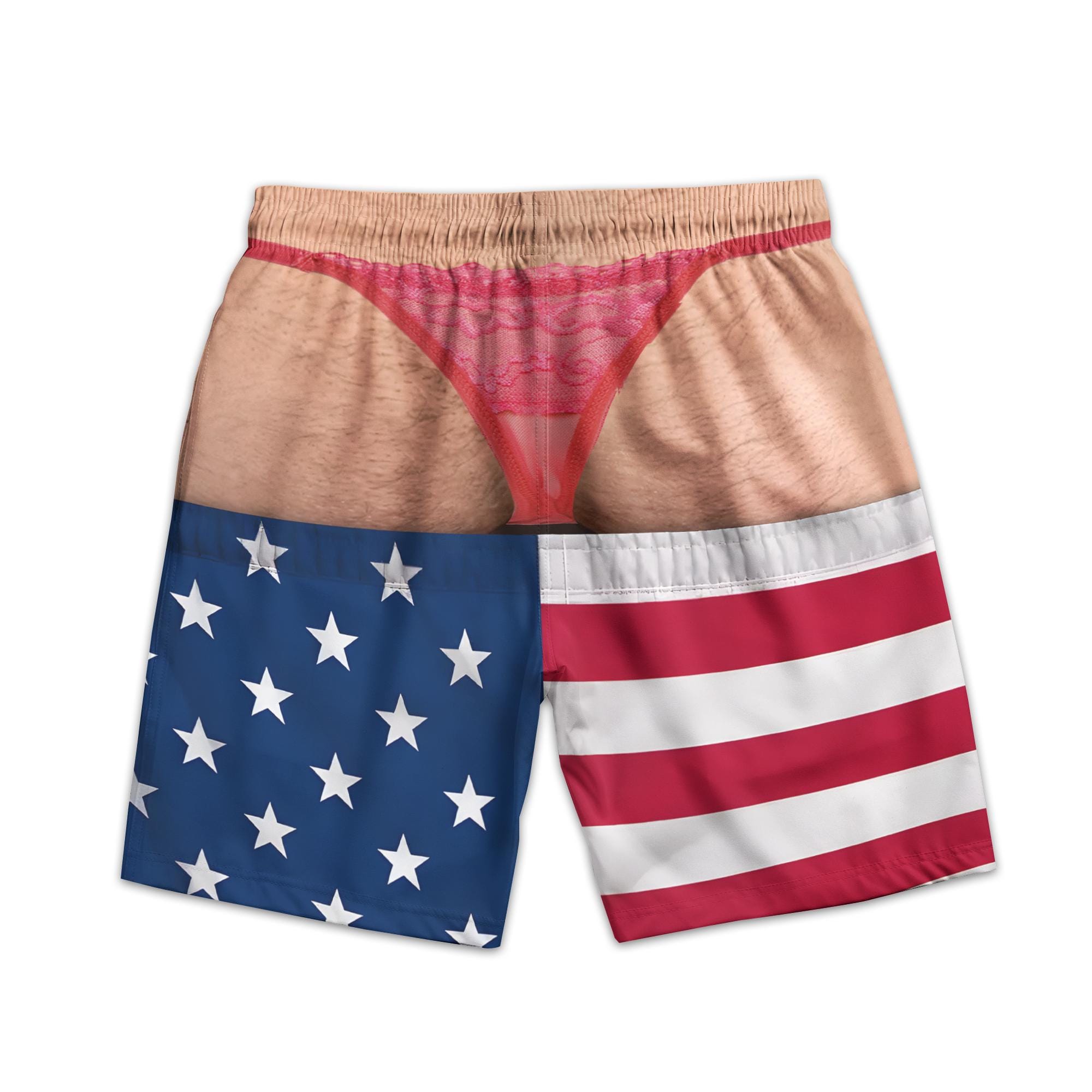 Personalized Funny Thong Illusion Swim Trunks, Bikini Butt Shorts, Bachelor Party Gag Gift For Men HG - Image 3