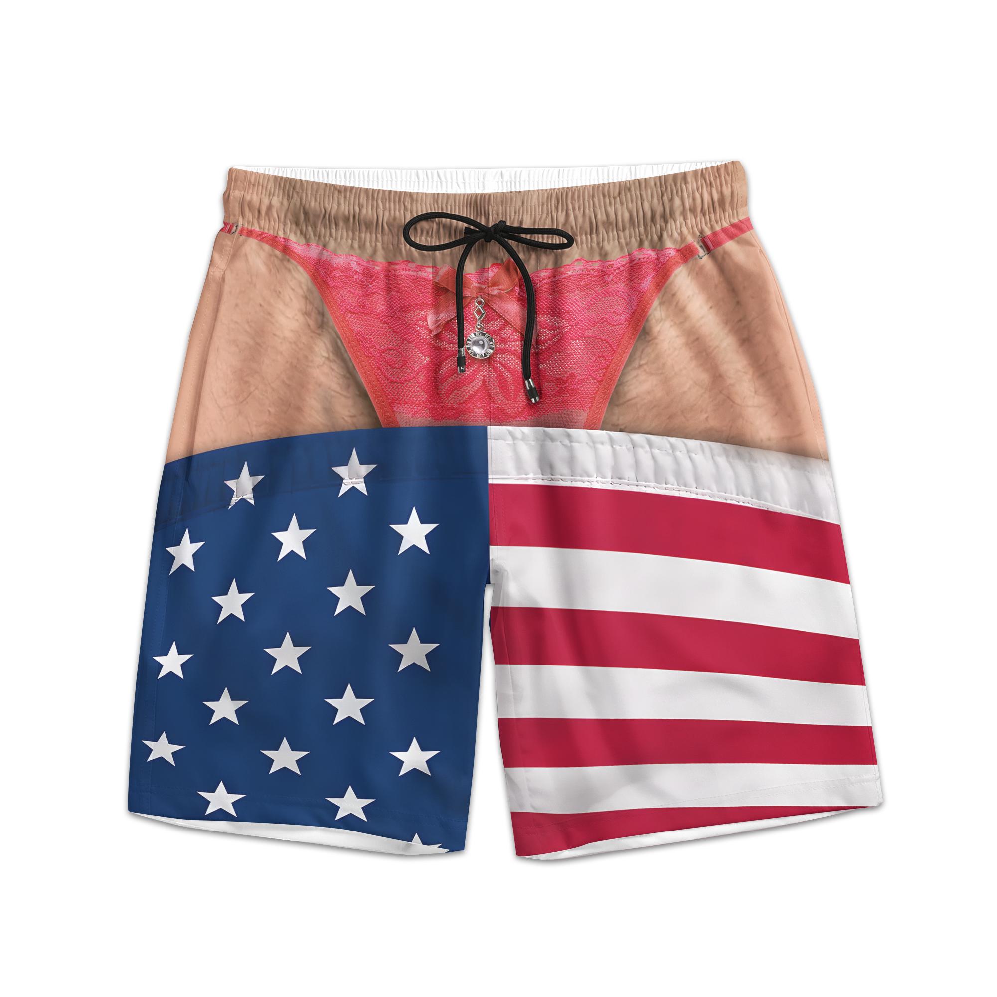 Personalized Funny Thong Illusion Swim Trunks, Bikini Butt Shorts, Bachelor Party Gag Gift For Men HG - Image 2