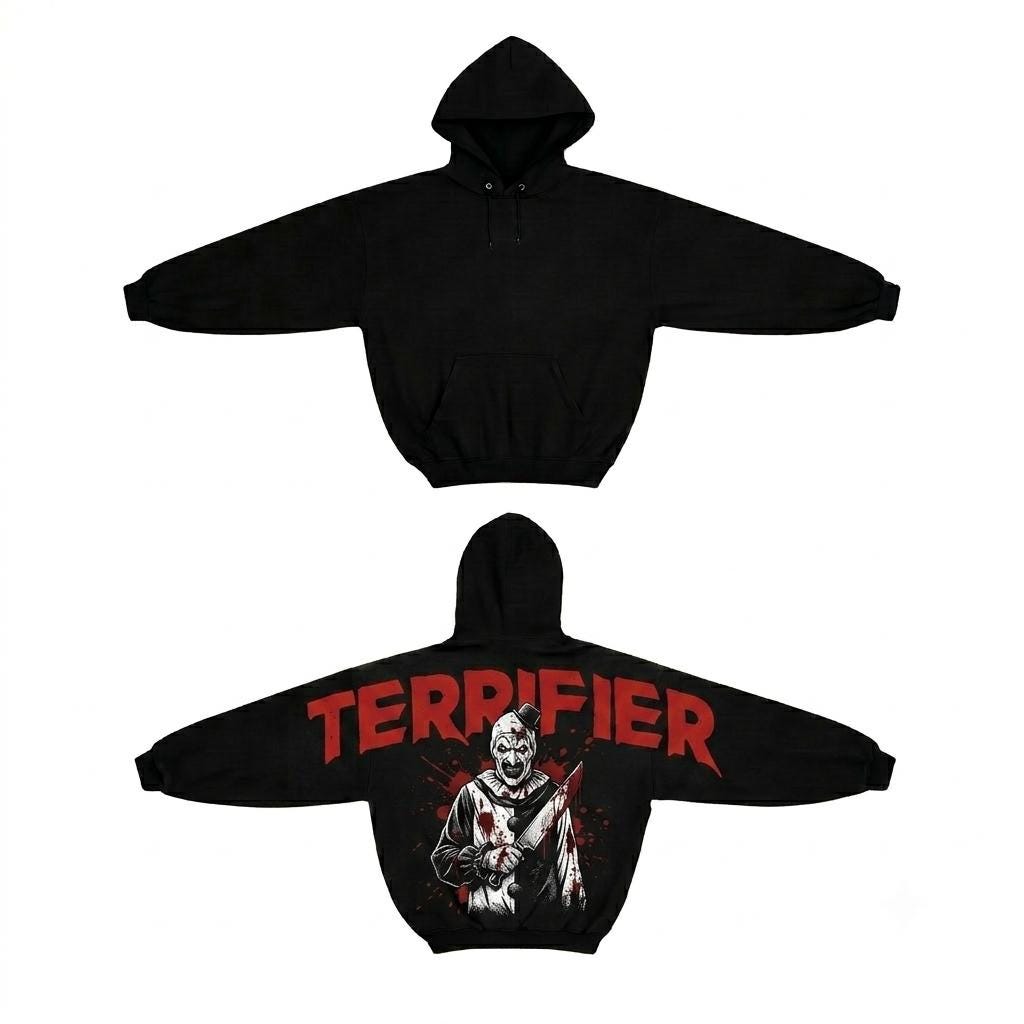 Shoulder-to-Shoulder Terrifier Art The Clown Hoodie, HG Special Edition Horror Shirt, Funny Halloween Tshirt, Scary Movie Fan Gift Unisex - Image 3