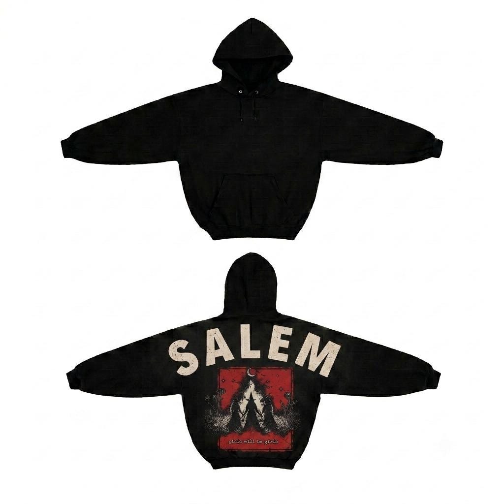 Shoulder-to-Shoulder Girls Trip Salem Halloween Hoodie, HG Salem Massachusetts Halloween Sweatshirt, Spooky Girls Weekend Gift - Image 2