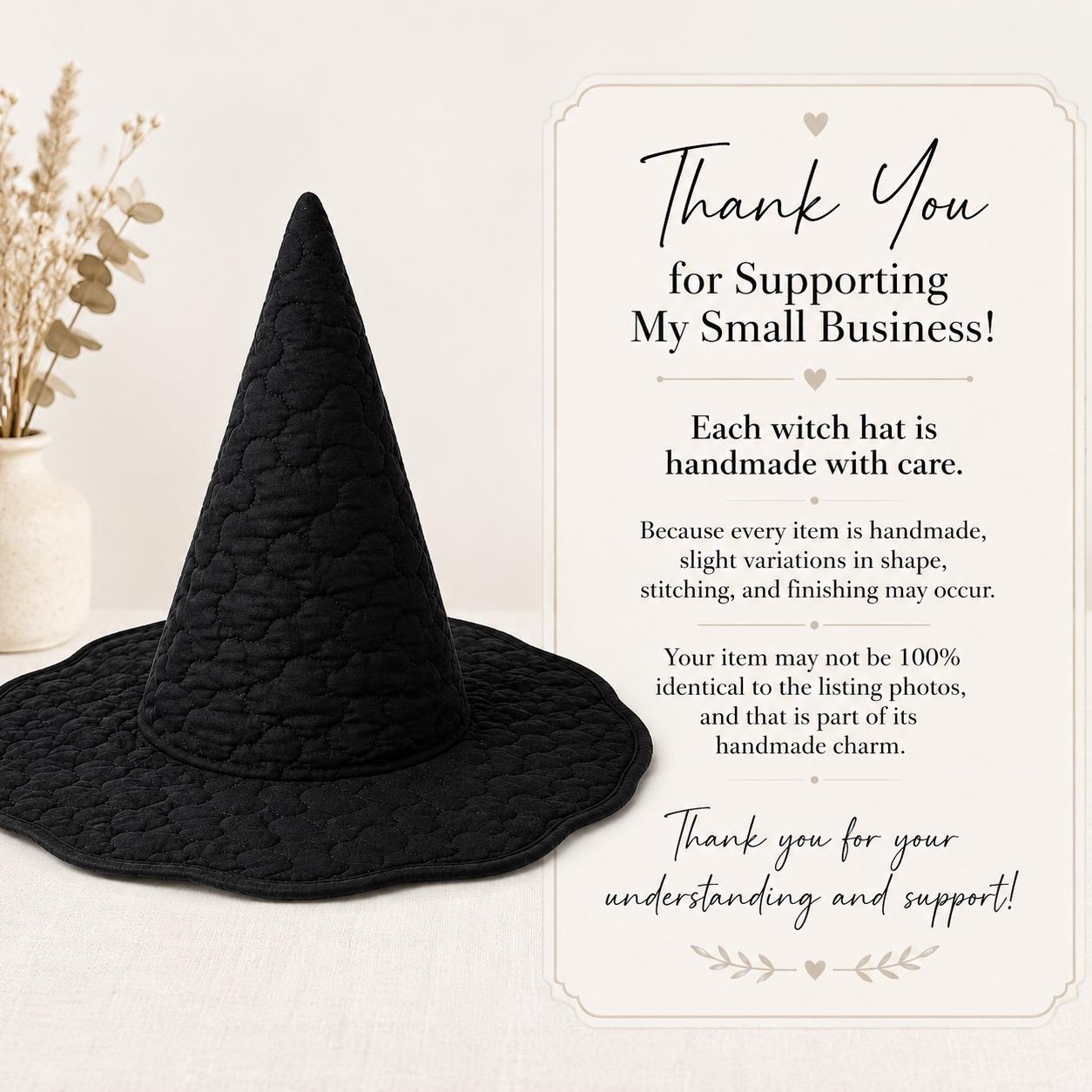 Quilted Witch Hat HG HG , Pumpkin Moon Botanical Halloween, Gothic Celestial Accessory - Image 8