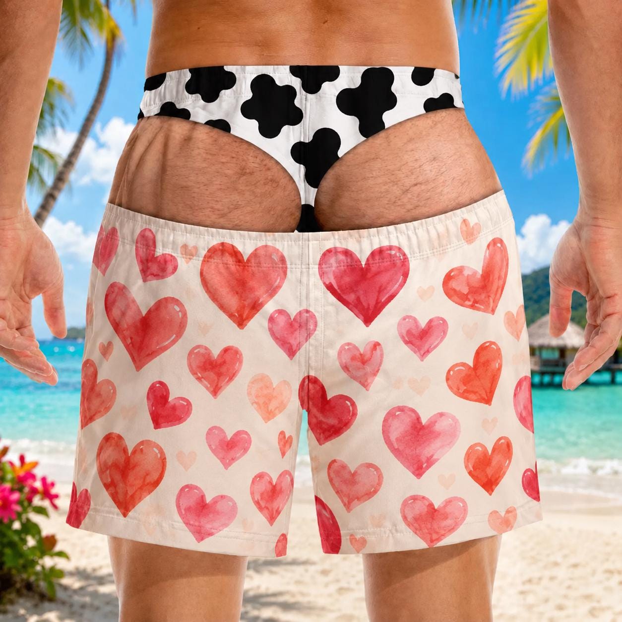 Personalized Funny Men Swim Trunks, Custom Gag Gift for Him, Big Booty Beach Shorts for boyfriends, HG Bachelor Party Bathing Suit, Funny Gift - Image 2