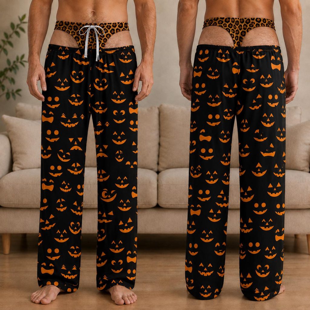 Personalized Men's Pajama Pants, HG Funny Pajama Pants, Fake Underwear Print Halloween Pants, Novelty Halloween Gag Gift, Party Outfit for Him