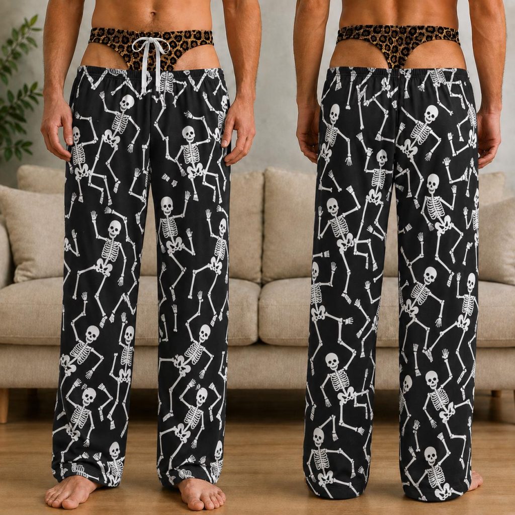 Personalized Men's Pajama Pants, HG Funny Pajama Pants, Fake Underwear Print Halloween Pants, Novelty Halloween Gag Gift, Party Outfit for Him