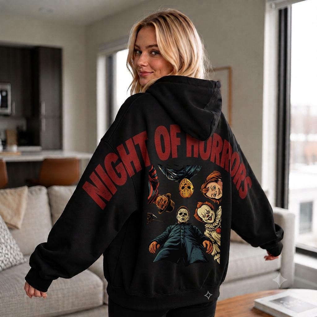 Shoulder-to-Shoulder Night of Horrors Hoodie, HG Special Edition Horror Shirt, Funny Halloween Tshirt, Scary Movie Fan Gift Unisex