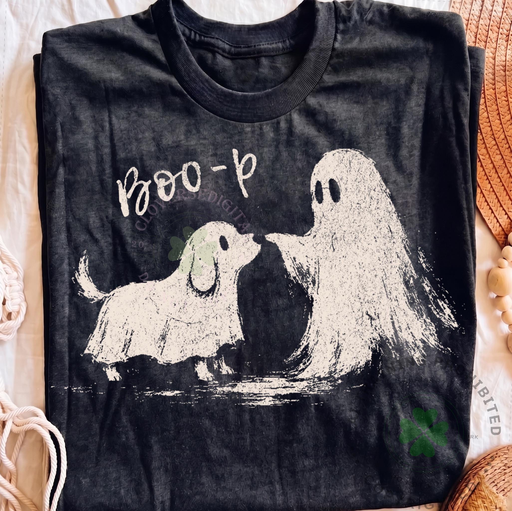 Boo-P Ghost Dog Tshirt, Cute Halloween Dog, HG Funny Ghost Puppy Shirt , Spooky Dog Lover - Image 3