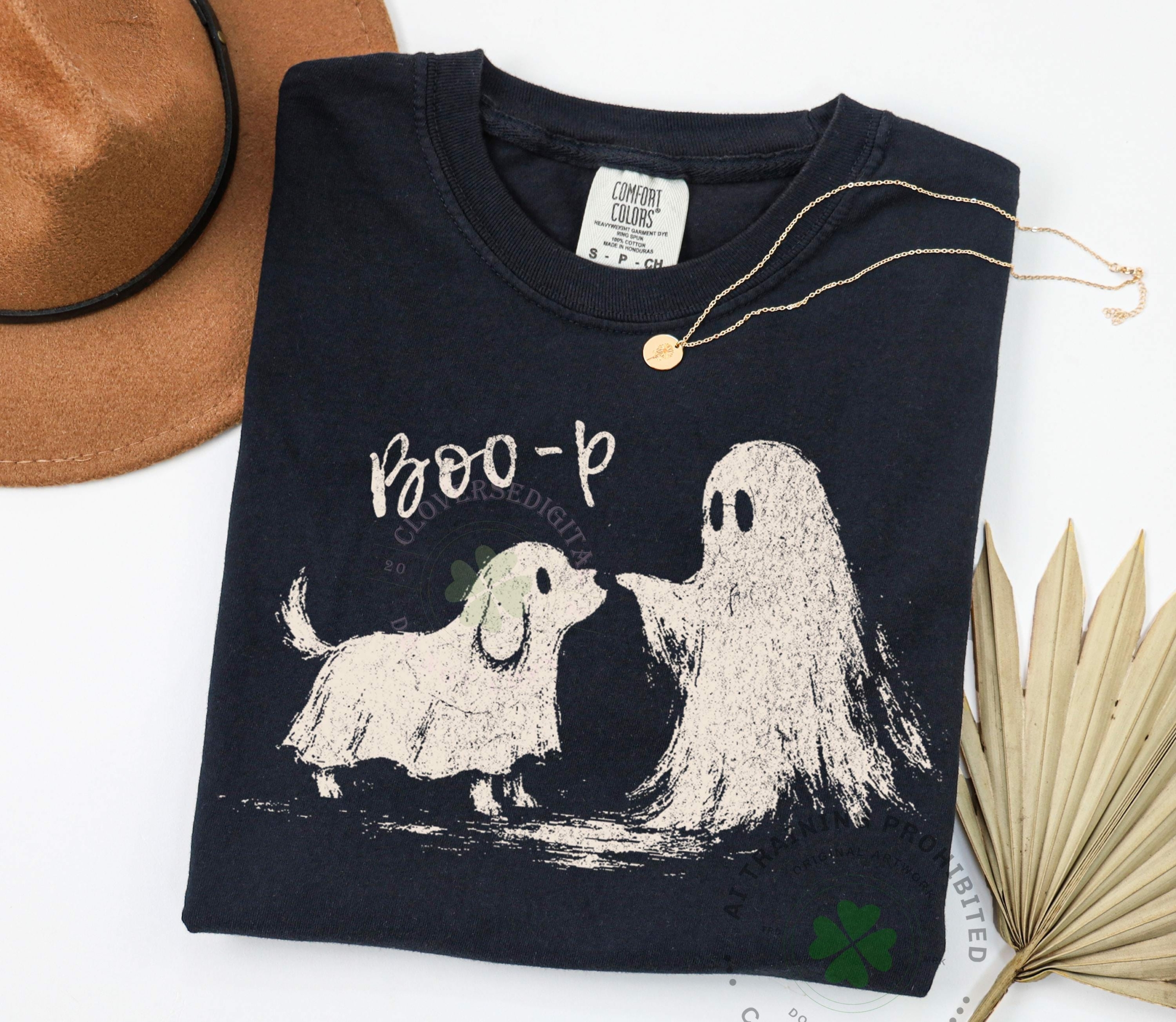 Boo-P Ghost Dog Tshirt, Cute Halloween Dog, HG Funny Ghost Puppy Shirt , Spooky Dog Lover - Image 2