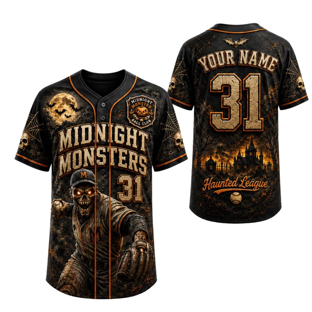 Personalized Halloween Baseball Jersey HG , Custom Name Numb HG r Monster Sports Shirt