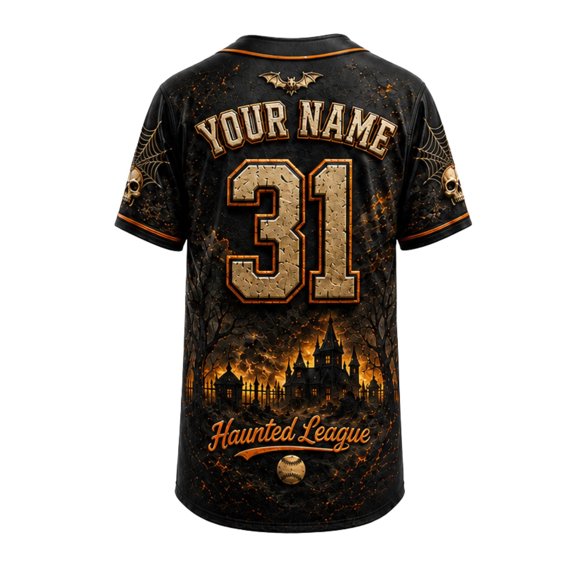 Personalized Halloween Baseball Jersey HG , Custom Name Numb HG r Monster Sports Shirt - Image 3