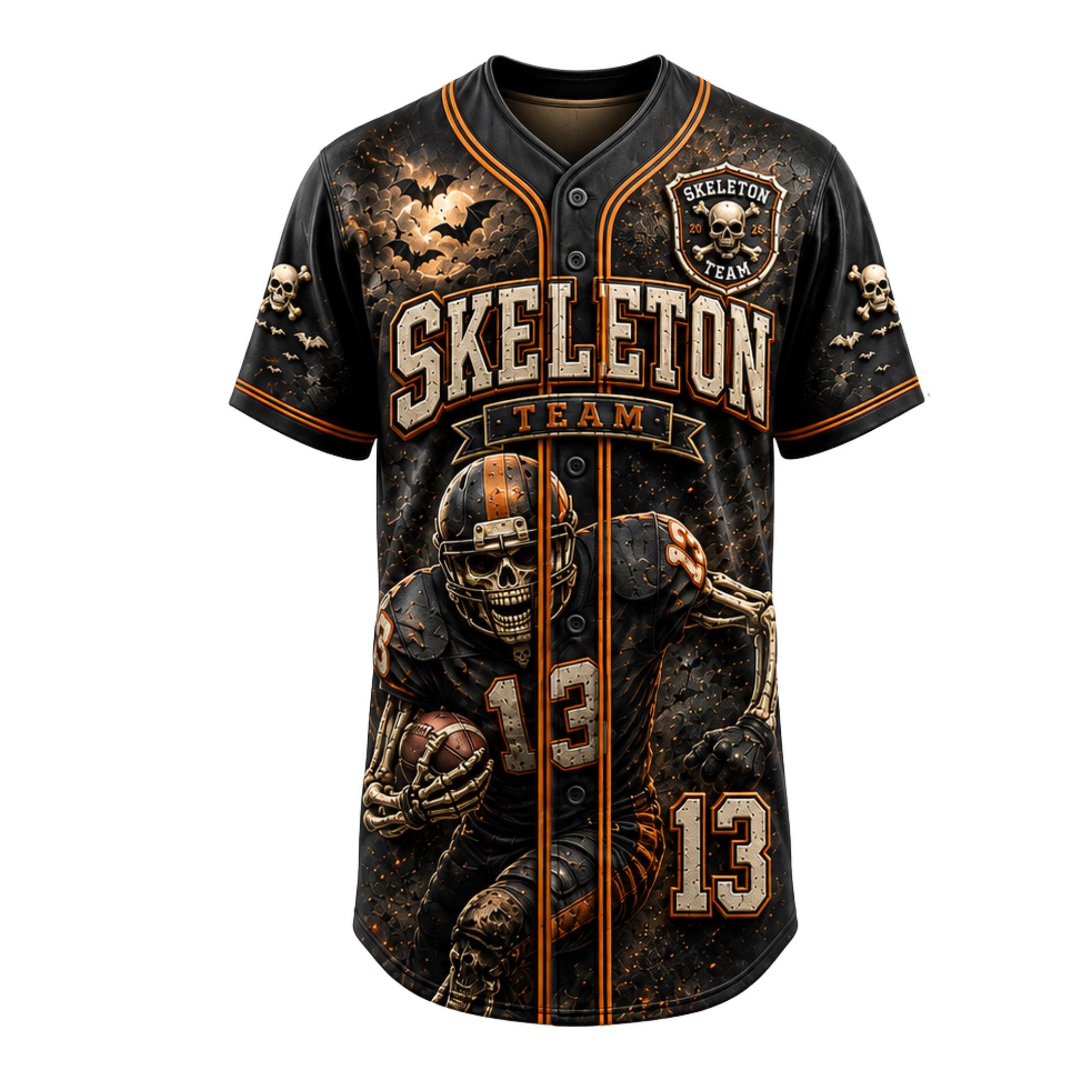 Personalized Halloween Baseball Jersey HG , Custom Name Number Monster Sports Shirt HG - Image 2