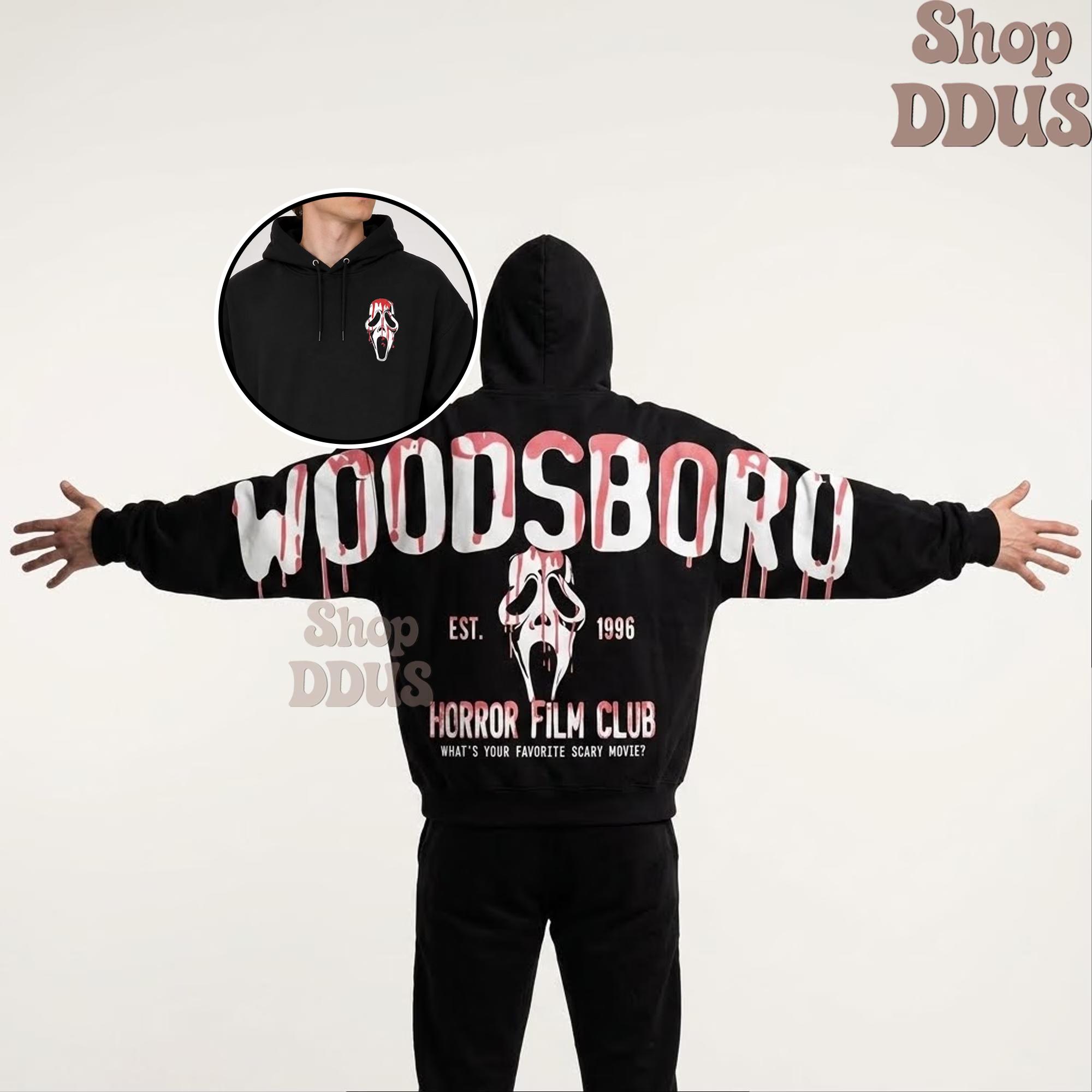 Woodsboro Hoodie, Ghost Spooky HG Season Hoodie, Halloween Horror Fan Gift, Halloween Arm to Arm Hoodie, Gothic Horror Arm to Arm Woodsboro