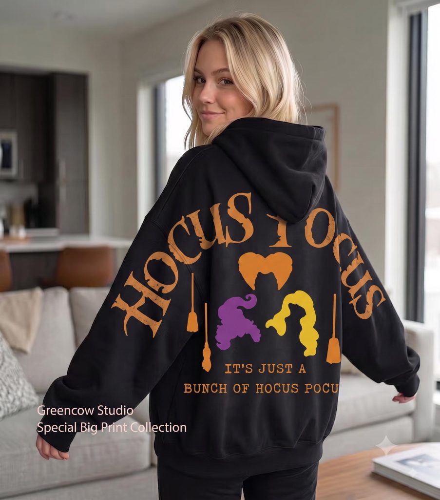 Shoulder-to-Shoulder Hocus Pocus Halloween HG Hoodie, It's Just a Bunch of Hocus Pocus Sweatshirt, Halloween Party, Spooky Girls Weekend Gift