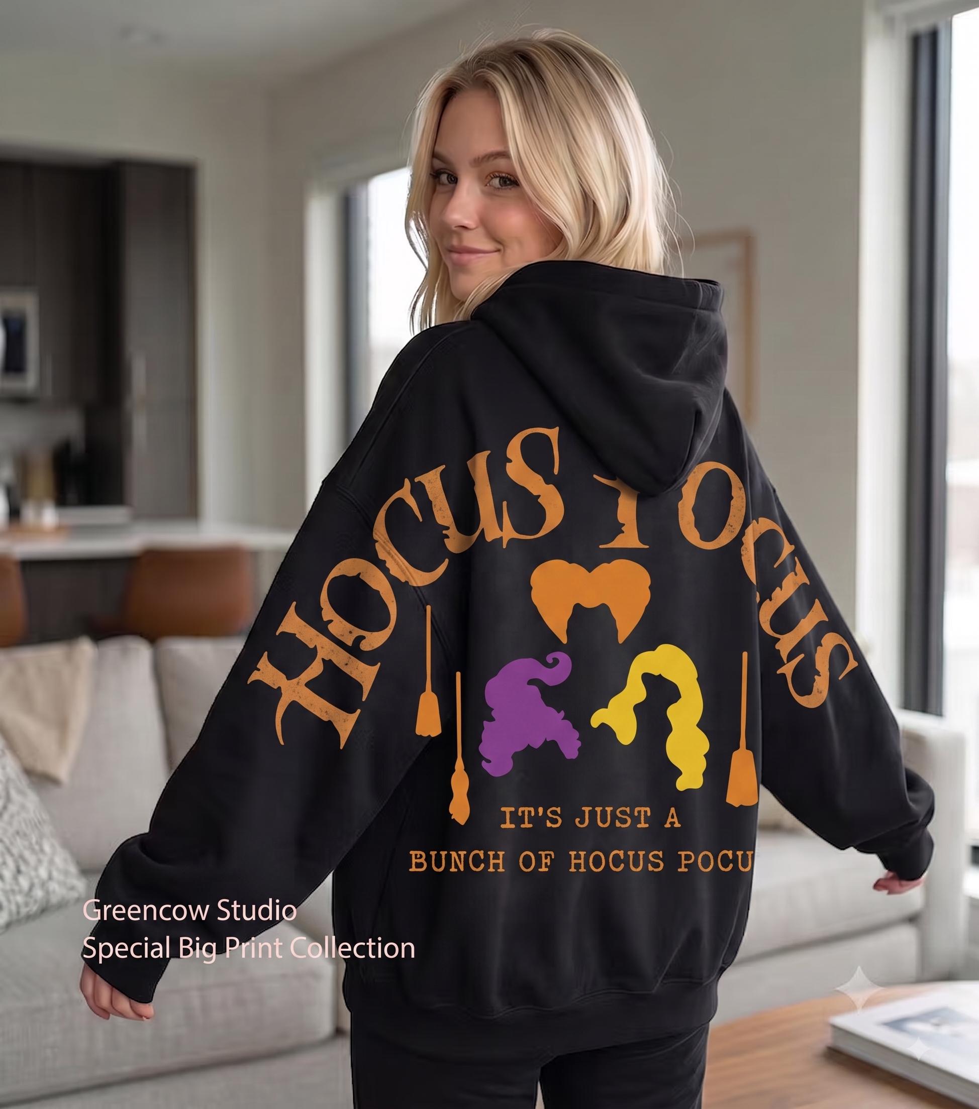 Shoulder-to-Shoulder Hocus Pocus Halloween HG Hoodie, It's Just a Bunch of Hocus Pocus Sweatshirt, Halloween Party, Spooky Girls Weekend Gift