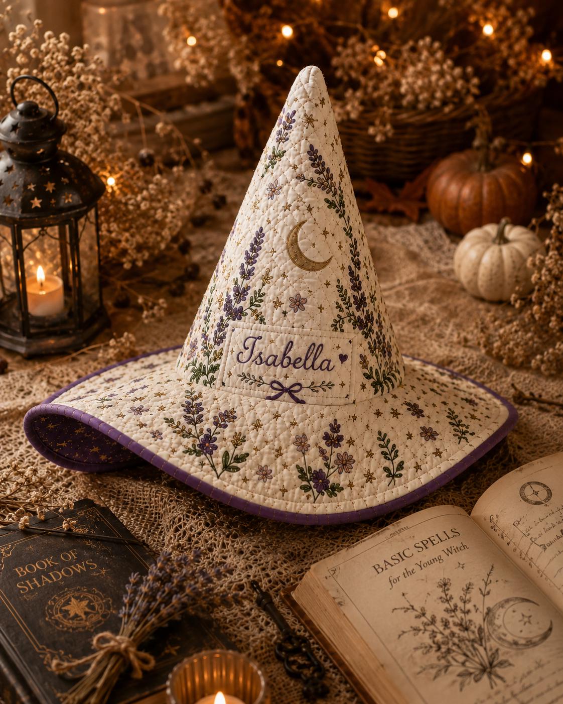 Personalized Halloween Witch Hat HG , Custom Name Quilted Witch Hat HG HG , Fall Costume Accessory, Autumn Spooky Party Hat, Witch Gift for Women - Image 3
