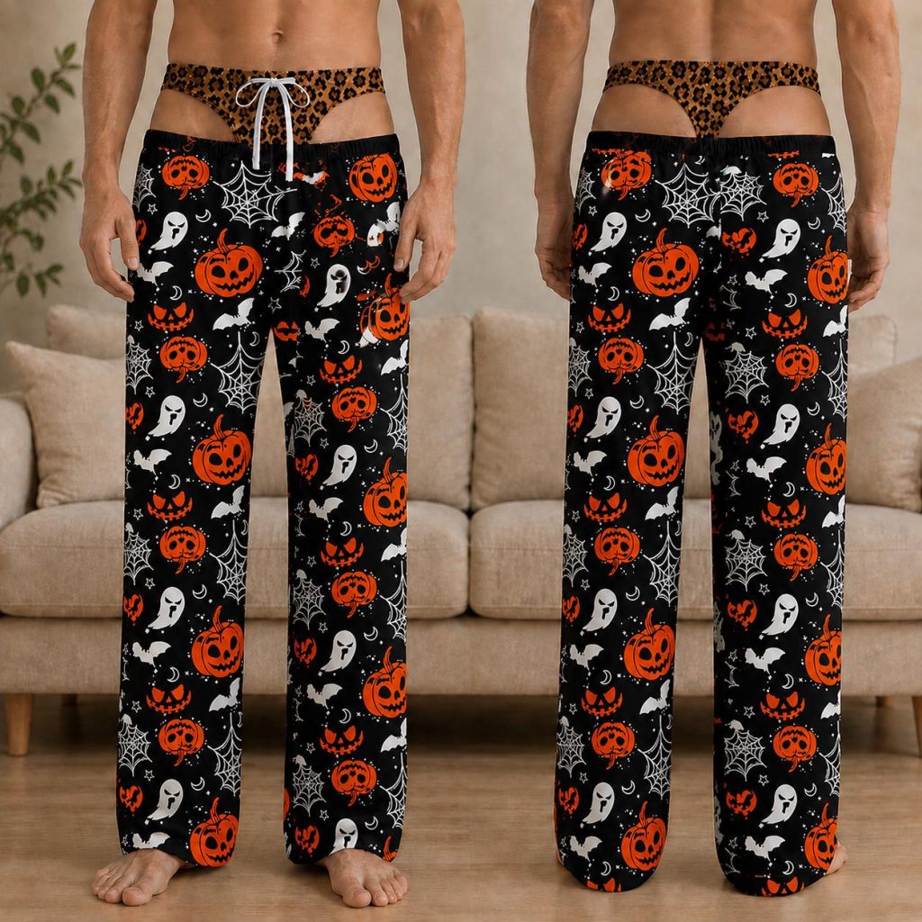 Personalized Men's Pajama Pants, HG Funny Pajama Pants, Fake Underwear Print Halloween Pants, Novelty Halloween Gag Gift, Party Outfit for Him