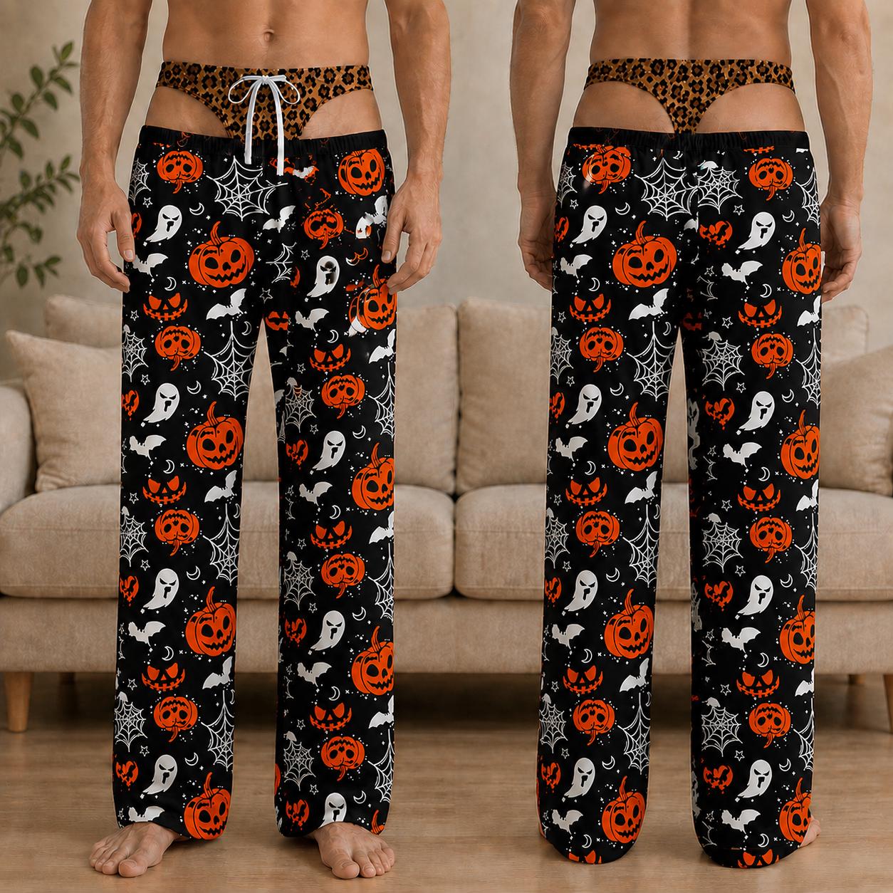 Personalized Men's Pajama Pants, HG Funny Pajama Pants, Fake Underwear Print Halloween Pants, Novelty Halloween Gag Gift, Party Outfit for Him