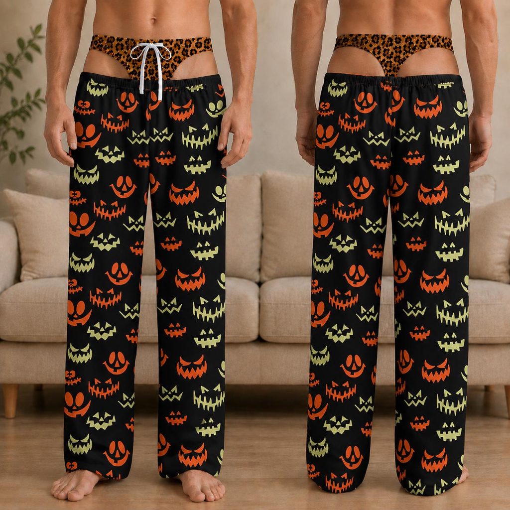 Personalized Men's Pajama Pants, HG Funny Pajama Pants, Fake Underwear Print Halloween Pants, Novelty Halloween Gag Gift, Party Outfit for Him