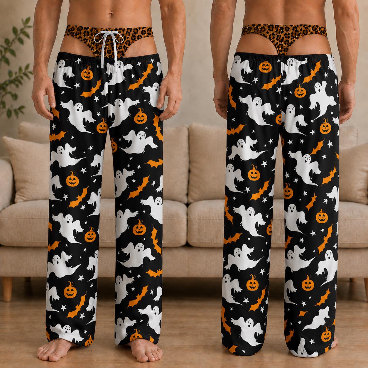 Personalized Men's Pajama Pants, HG Funny Pajama Pants, Fake Underwear Print Halloween Pants, Novelty Halloween Gag Gift, Party Outfit for Him