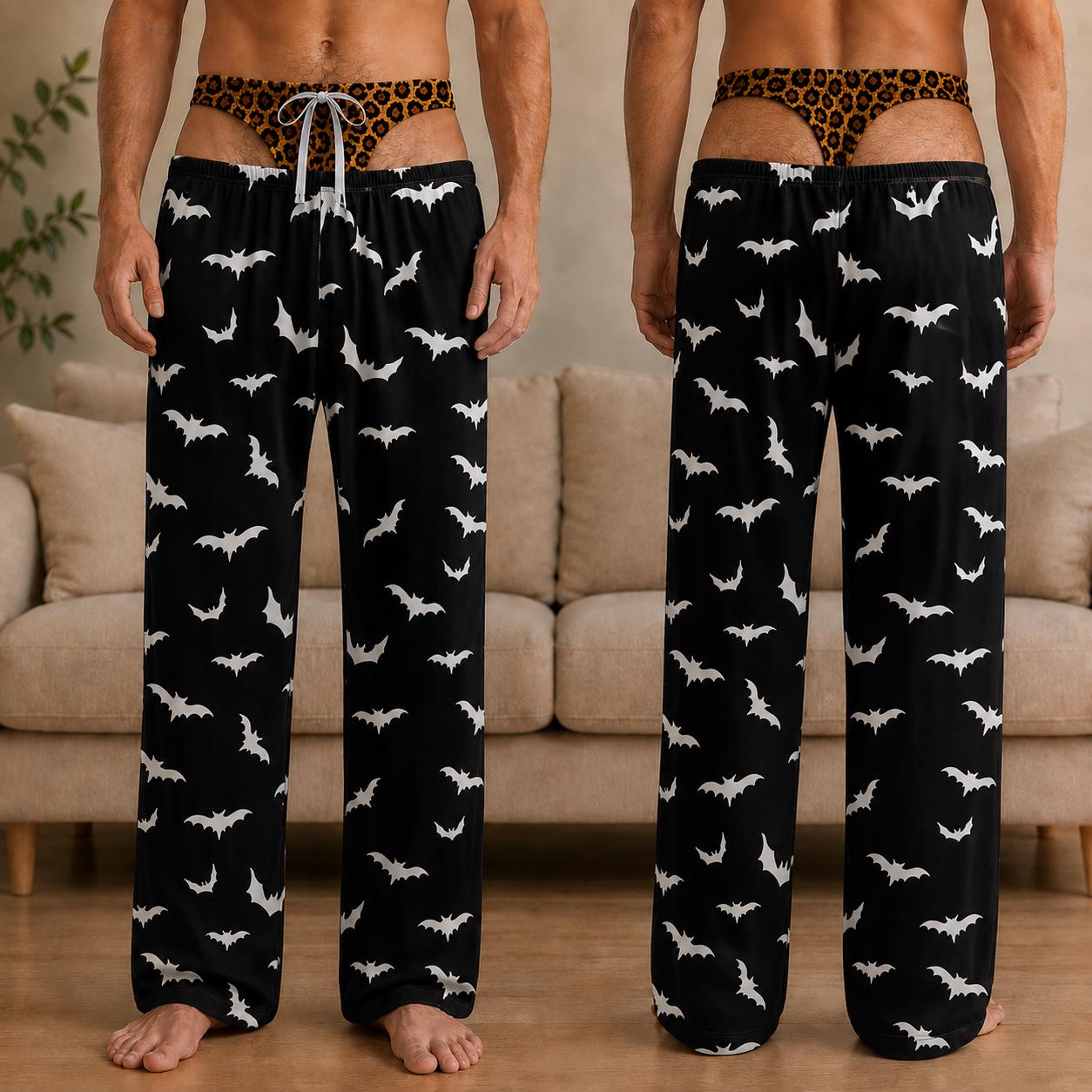 Personalized Men's Pajama Pants, HG Funny Pajama Pants, Fake Underwear Print Halloween Pants, Novelty Halloween Gag Gift, Party Outfit for Him