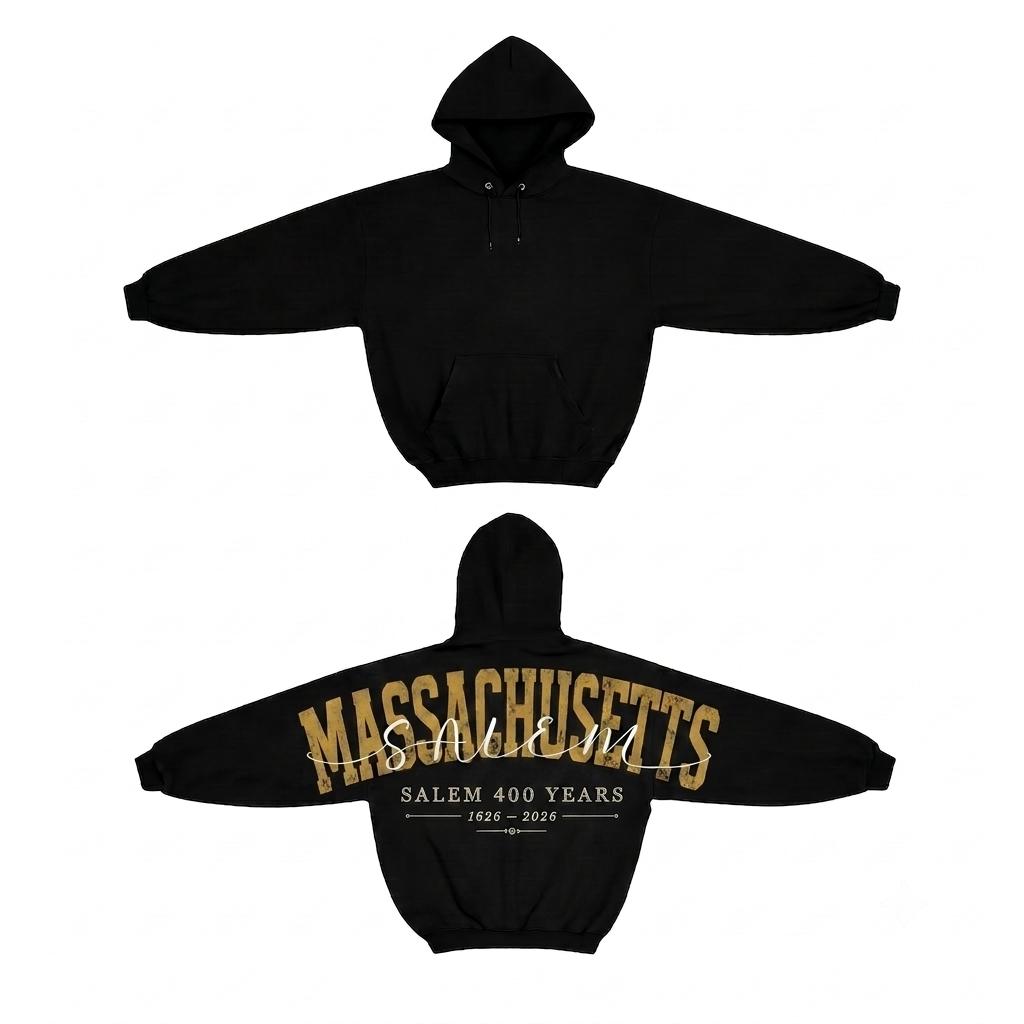 Shoulder-to-Shoulder Salem Massachusetts HG Hoodie, Girls Trip Salem Halloween Sweatshirt, Salem 400 Years Celebrating 400th Est 1626 Crewneck - Image 2