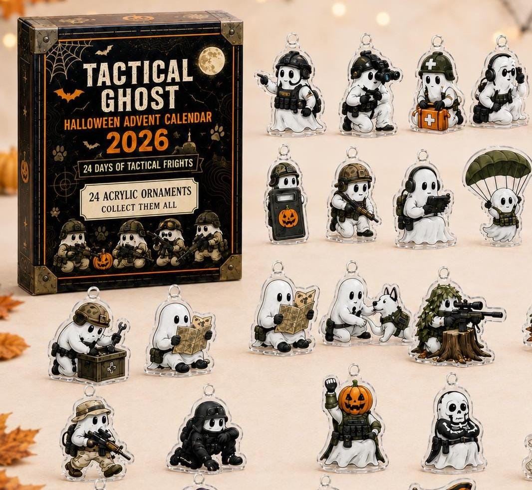 2026 Halloween Tactical Ghost Advent Calendar HG, 24 Spooky Surprise Acrylic Figurines, Gothic Military Collectible Holiday Gift - Image 4