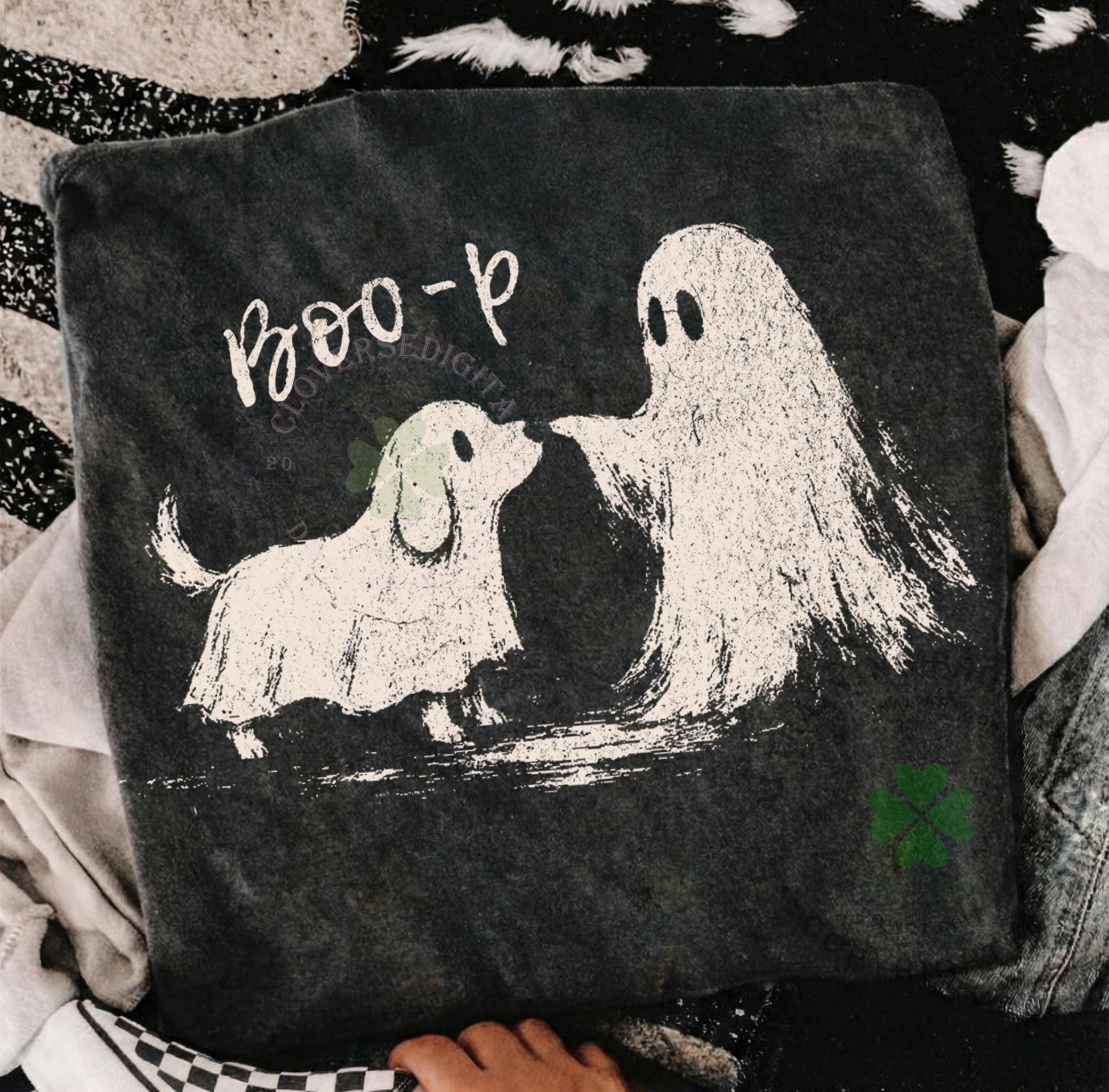 Boo-P Ghost Dog Tshirt, Cute Halloween Dog, HG Funny Ghost Puppy Shirt , Spooky Dog Lover - Image 4