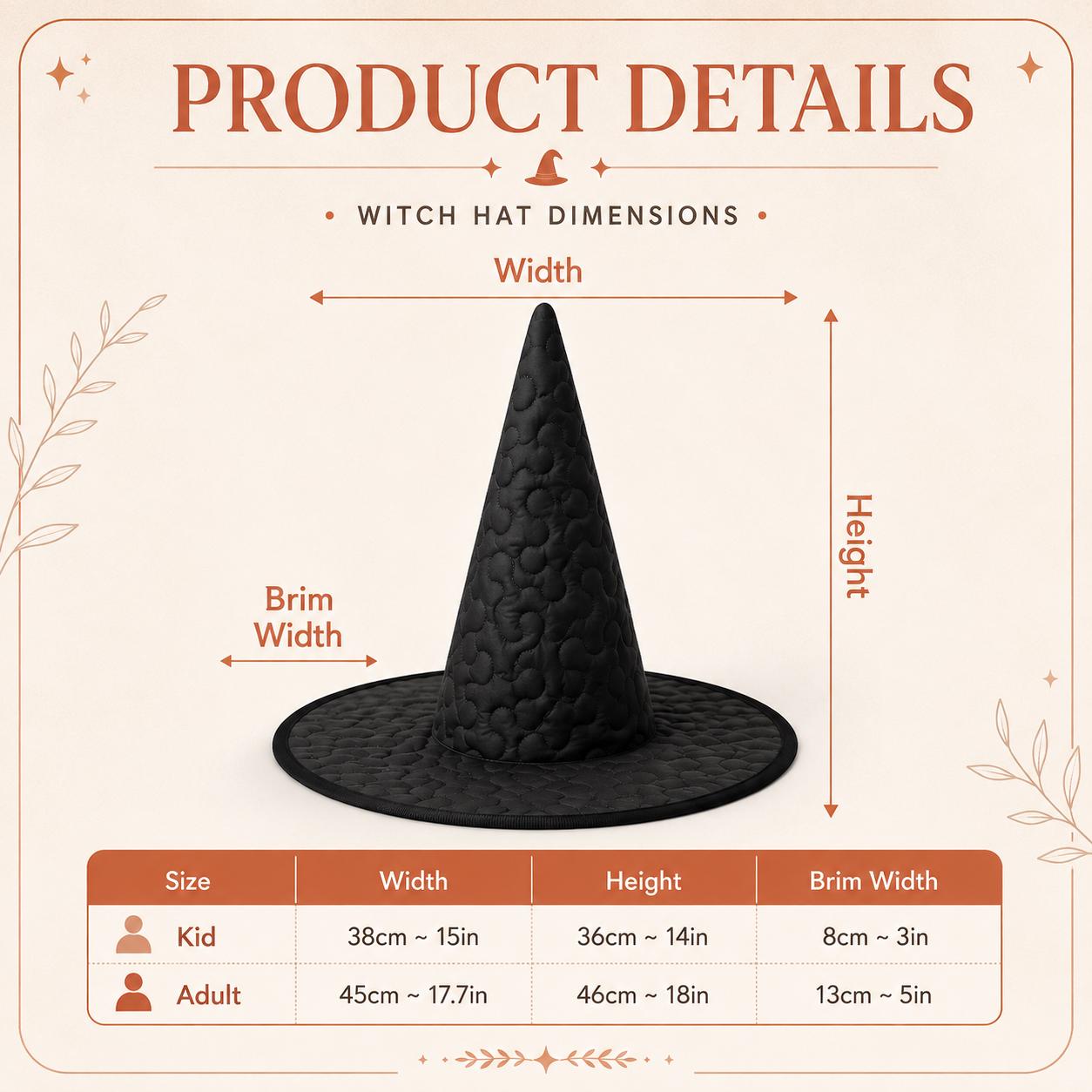 Quilted Witch Hat HG HG , Celestial Moon Halloween Decor, Gothic Raven Centerpiece, Crystal Witchy Gift - Image 3