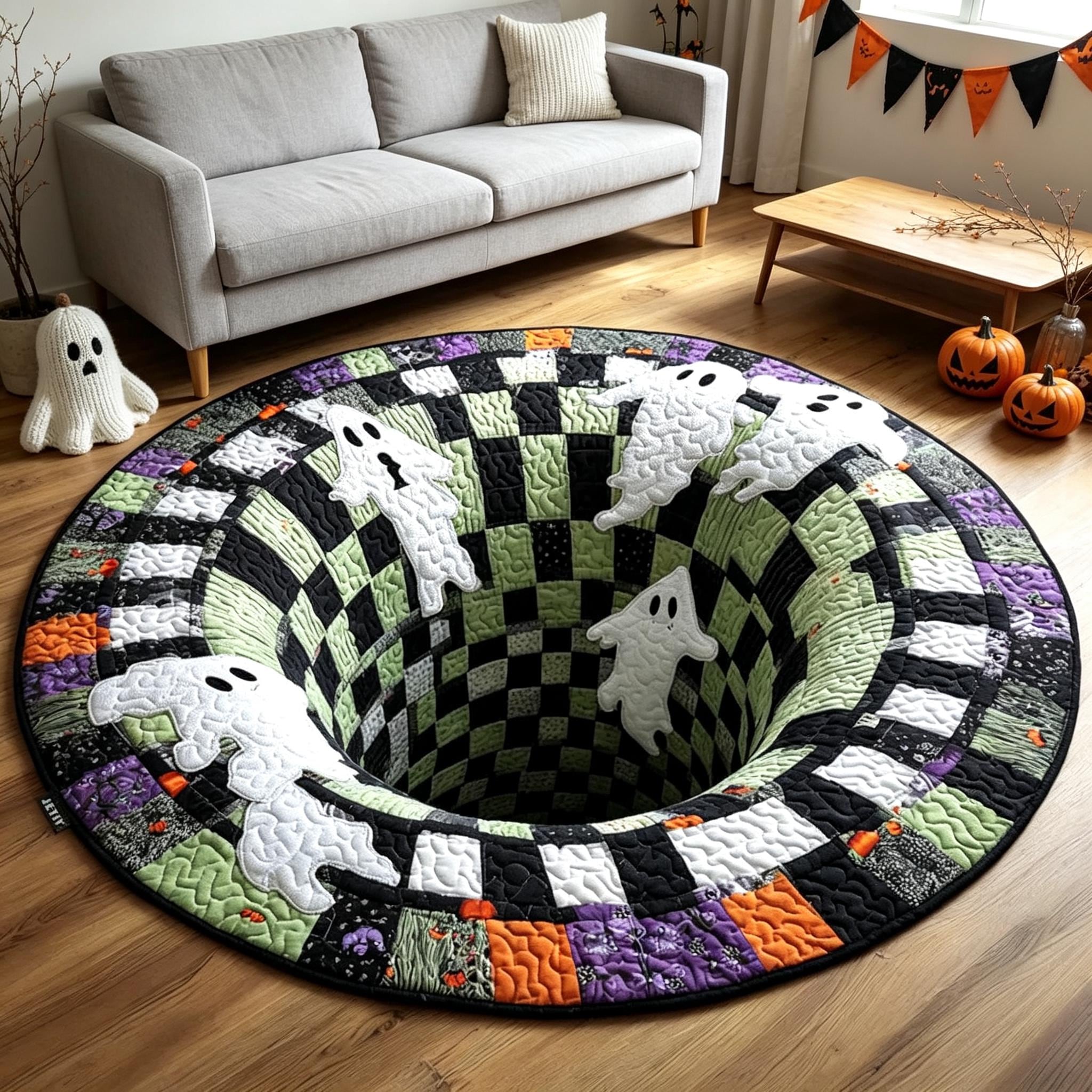 3D Spooky Vortex Skeleton Round Rug, HG Halloween Optical Illusion Floor Mat, Non‑Slip Carpet, Entryway Living Room Decor, Gothic Holiday Gift - Image 4