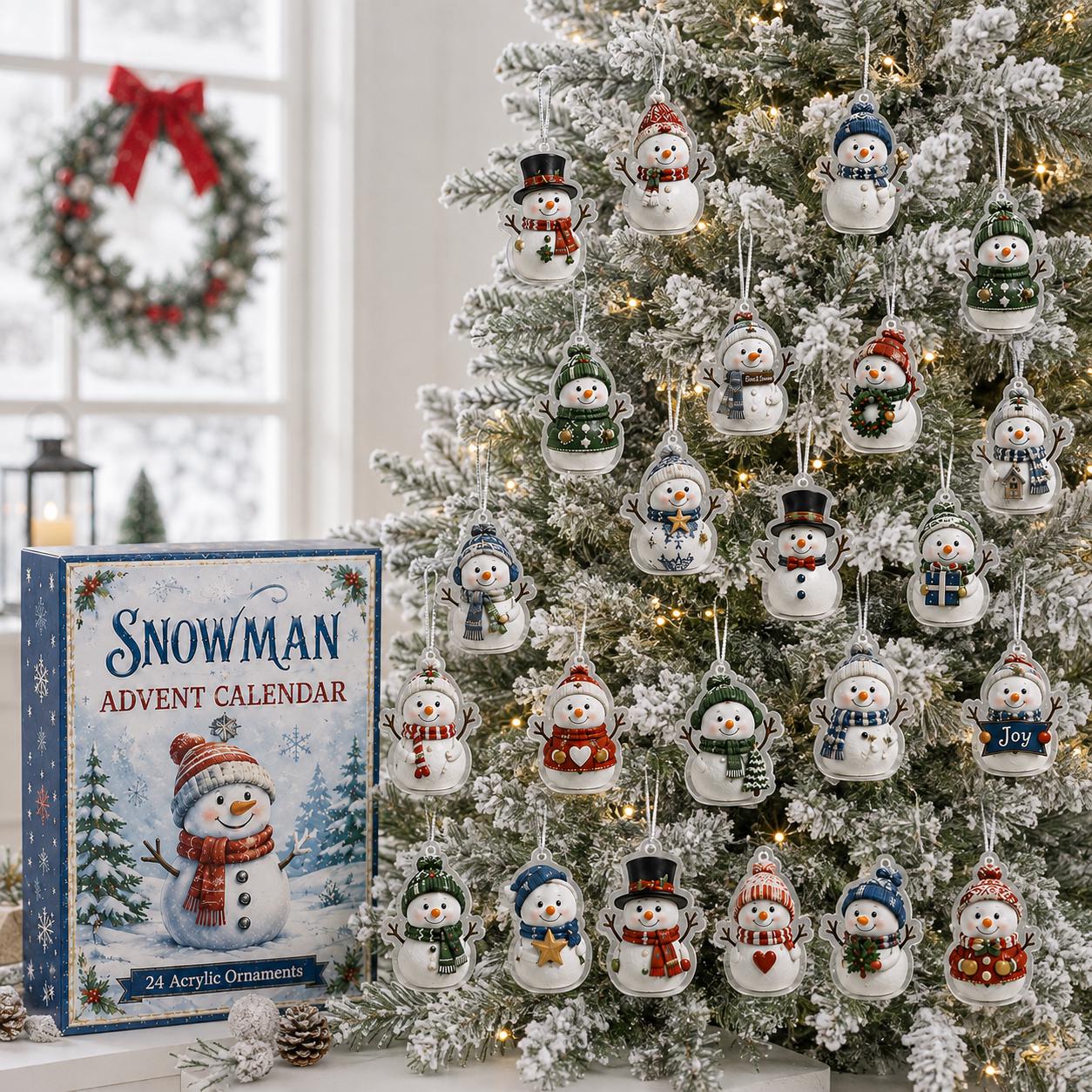 Personalized Snowman Advent Calendar HG, Cute Charm Blind Box Countdown, Acrylic Hanging Tree Ornaments Winter Holiday Decor Set, Gift 2026 - Image 2