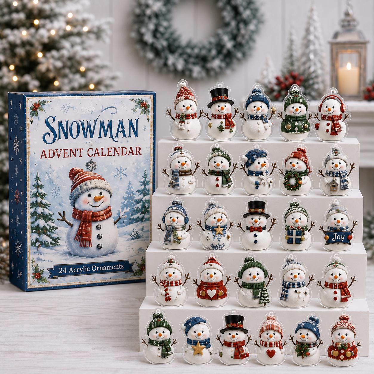 Personalized Snowman Advent Calendar HG, Cute Charm Blind Box Countdown, Acrylic Hanging Tree Ornaments Winter Holiday Decor Set, Gift 2026