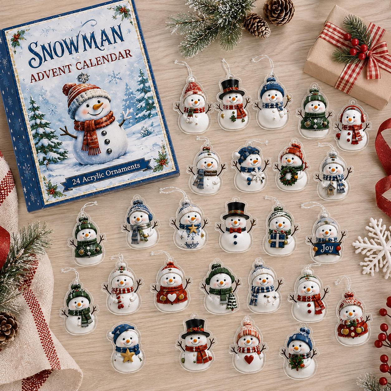 Personalized Snowman Advent Calendar HG, Cute Charm Blind Box Countdown, Acrylic Hanging Tree Ornaments Winter Holiday Decor Set, Gift 2026 - Image 3
