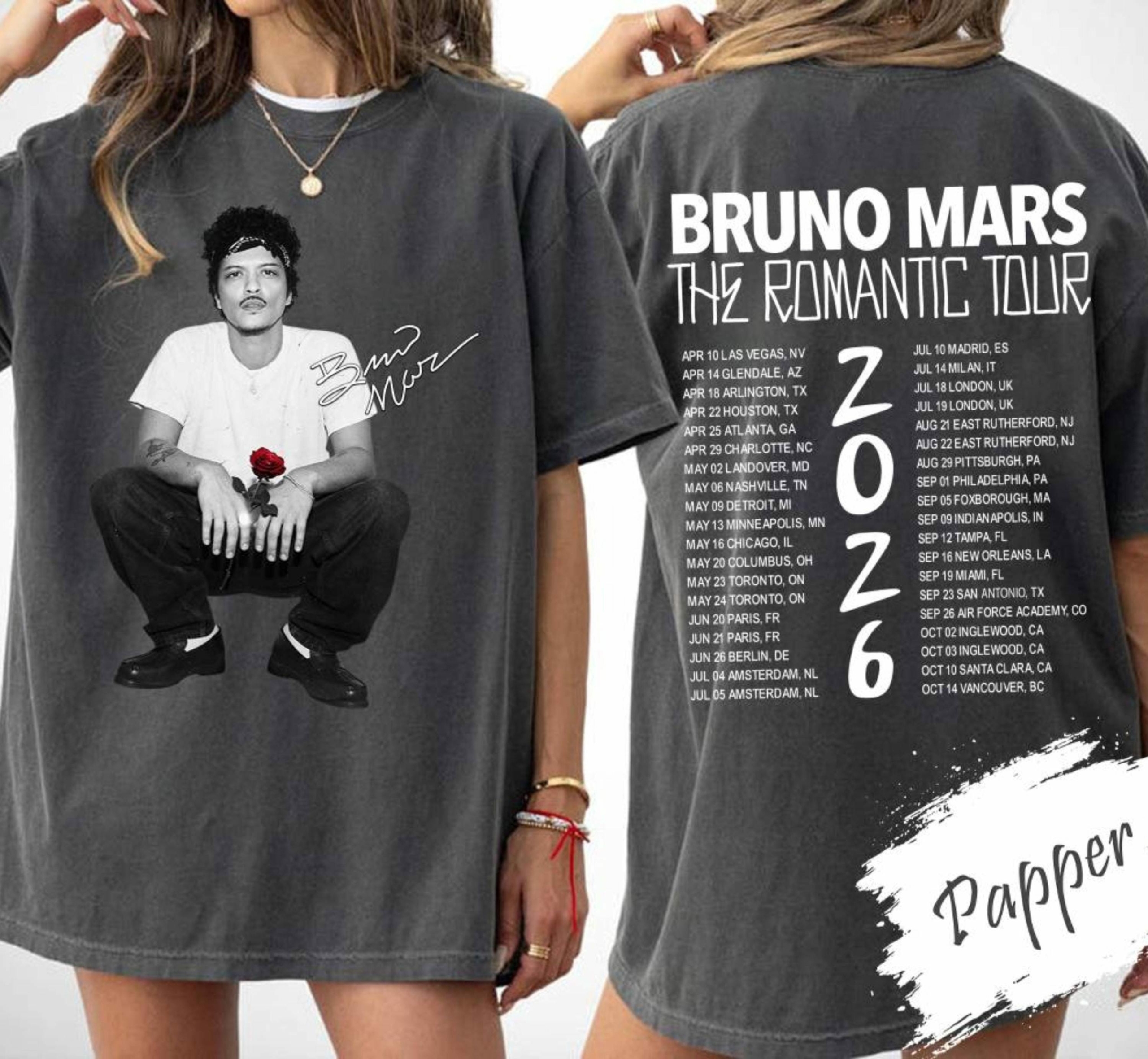 Bruno Mars Tour 2026 Shirt, HG Romantic Tour Concert Tee, Vintage Pop Music Shirt, Bruno Mars Fan Gift - Image 2
