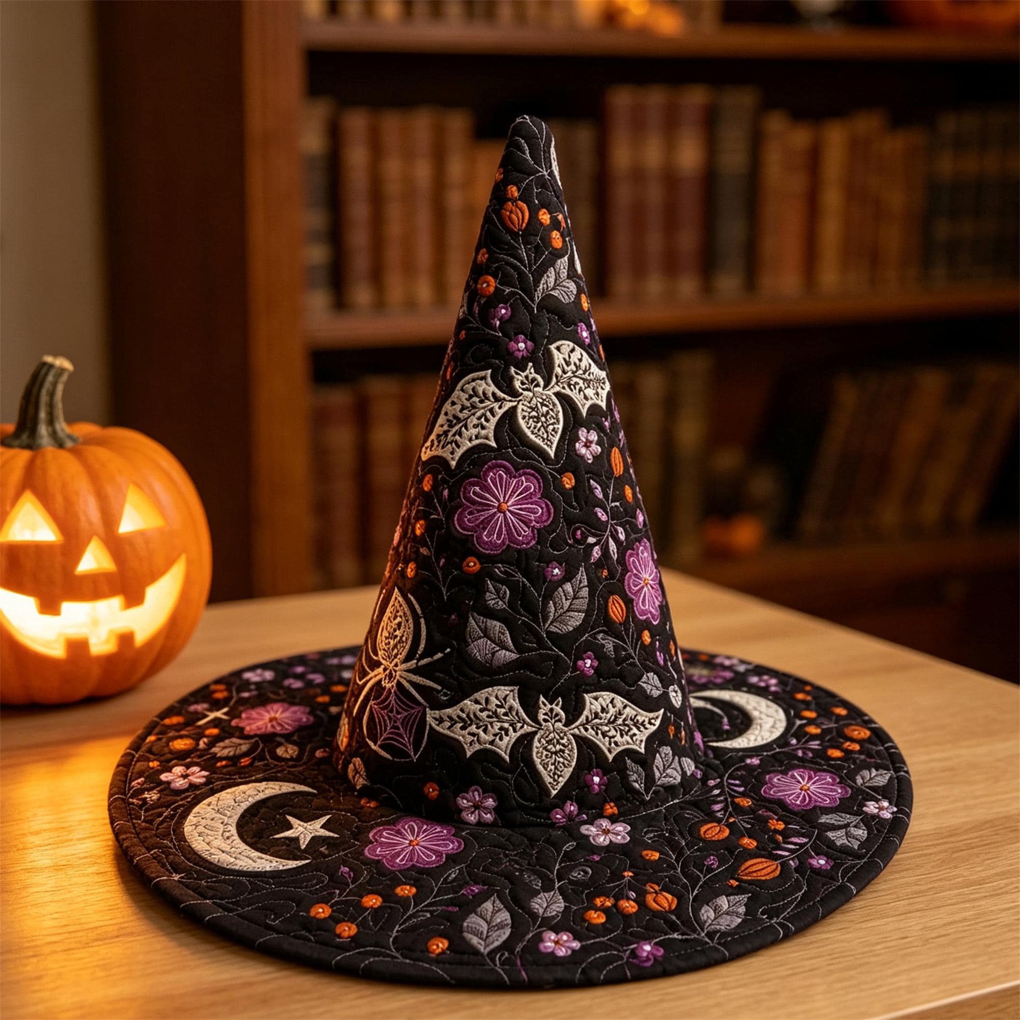 Quilted Witch Hat HG HG ,Holloween Wizard Hat,Halloween Cosplay Witch Costume Accessory,Gothic Witch Hat HG for Party,Holloween Gifts For Friends