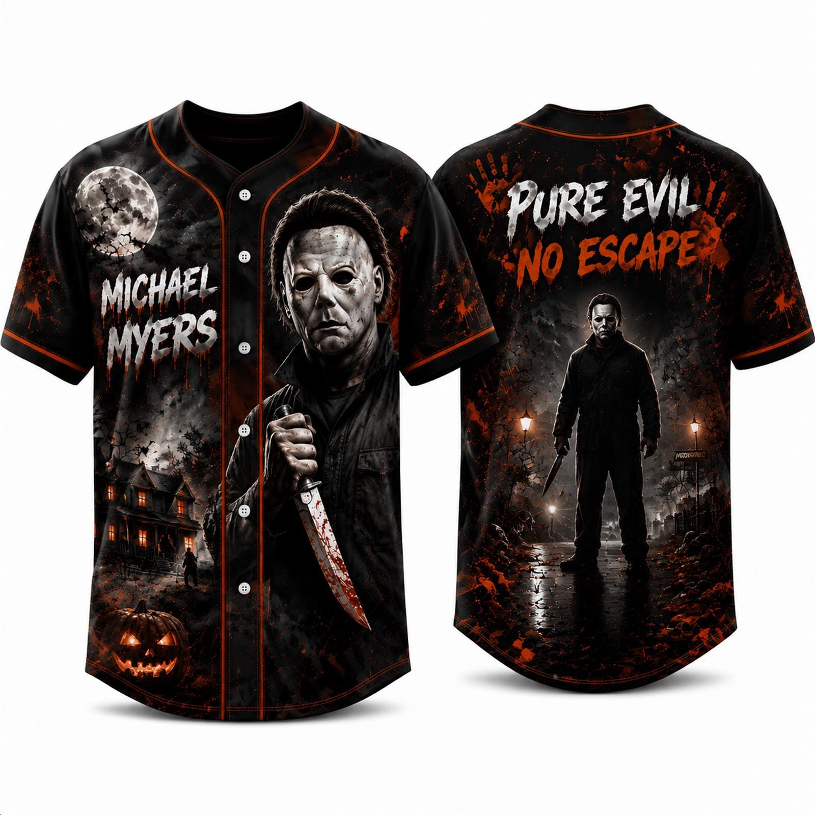 Michael Myers Baseball Jersey HG - Halloween Horror Movie Jersey HG Shirt, Pure Evil No Escape Spooky Jersey HG , Horror Fan Gift HG