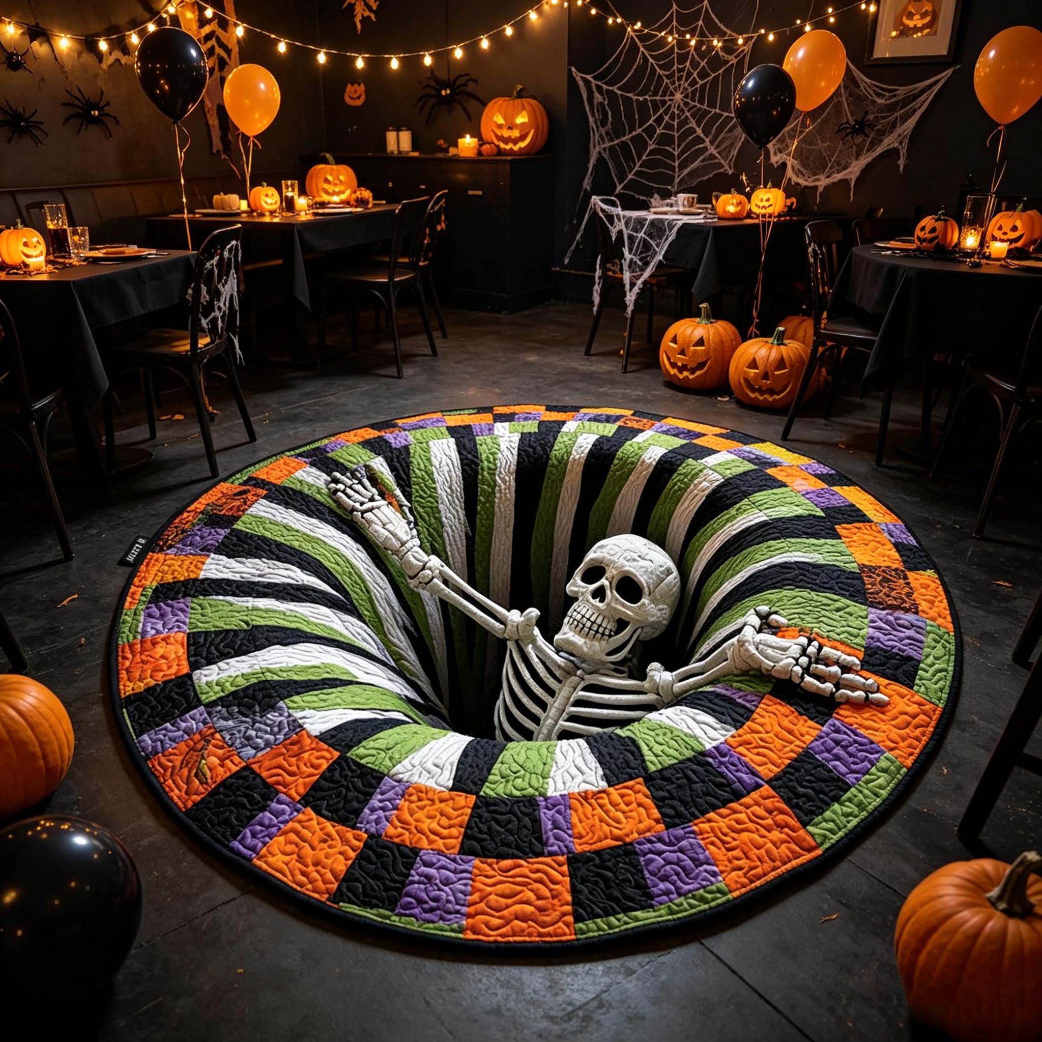3D Skeleton Hole Illusion Round Rug, HG Halloween Horror Skeleton Carpet,Home Decor,Spooky Gift - Image 2