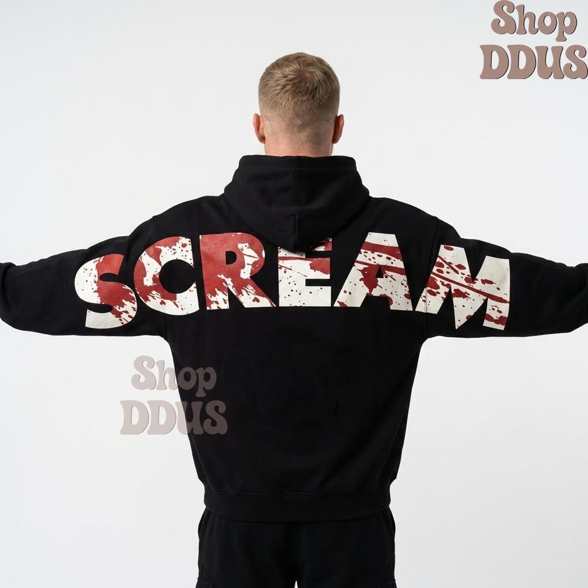 Scream Ghostface Hoodie Halloween Slasher Sweatshirt,HG Horror Movie Fan Gift, Halloween Arm to Arm Hoodie, Gothic Horror Arm to Arm Woodsboro - Image 3