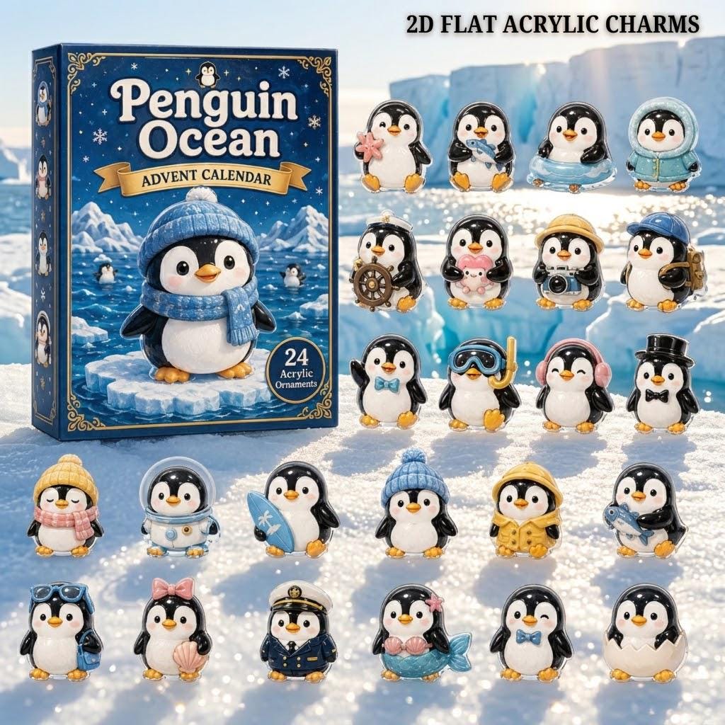 Penguin Advent Calendar HG 2026, 24 Days Christmas Countdown Blind Box, Nautical Xmas Gift for Sea Life Lovers