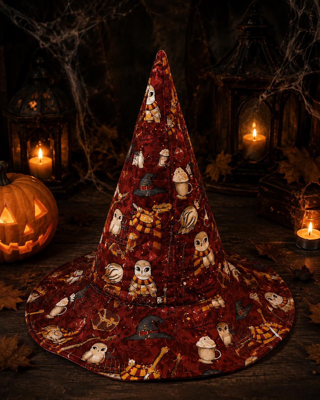 Quilted Halloween Witch Hat HG , Owl Witch Hat HG , Fall Costume Accessory, Spooky Party Hat, Autumn Halloween Costume, Witch Gift for Women - Image 3