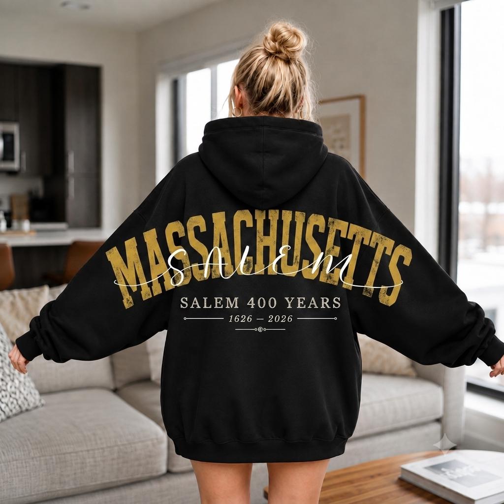 Shoulder-to-Shoulder Salem Massachusetts HG Hoodie, Girls Trip Salem Halloween Sweatshirt, Salem 400 Years Celebrating 400th Est 1626 Crewneck