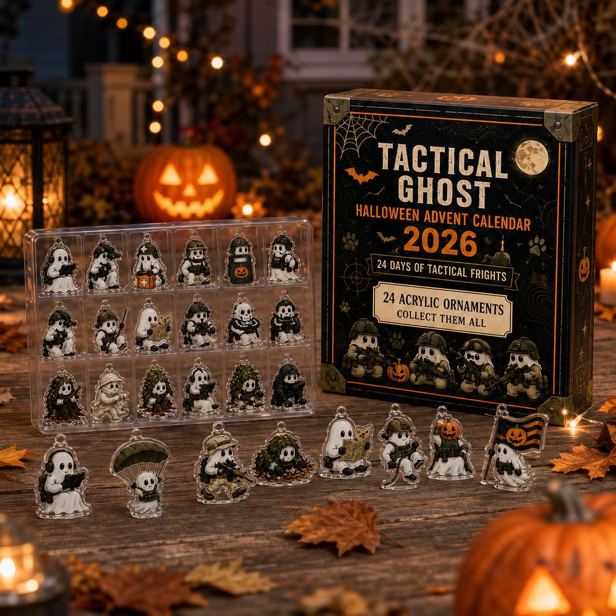 2026 Halloween Tactical Ghost Advent Calendar HG, 24 Spooky Surprise Acrylic Figurines, Gothic Military Collectible Holiday Gift - Image 2