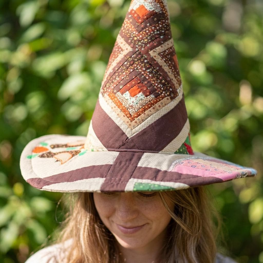 Quilted Witch Hat HG HG , Patchwork Floral Halloween Costume - Image 7