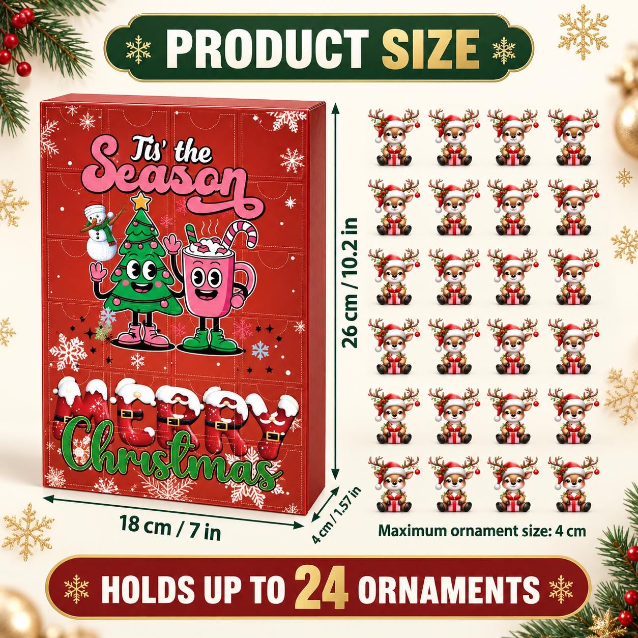 Basset Hound Advent Calendar HG 2026, Personalized Dog Christmas Countdown Box with 24 Acrylic Charms, Dog Lover Gift - Image 6