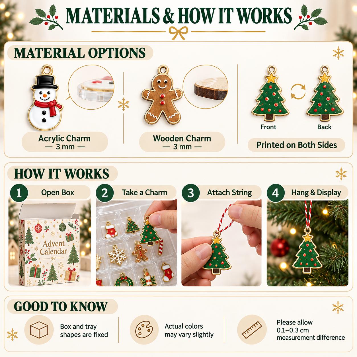 2026 Capybara Christmas Advent Calendar HG, 24 Acrylic Ornaments, Holiday Countdown Gift - Image 4